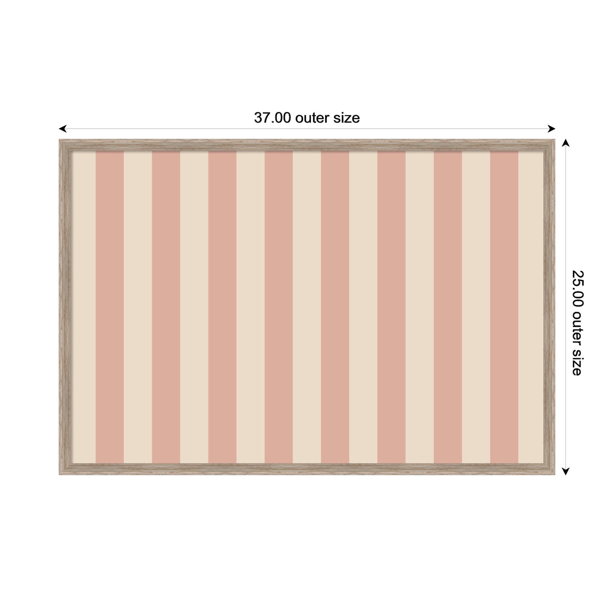 Framed Fabric Pinboard Wide Stripes Pink Wall Organization