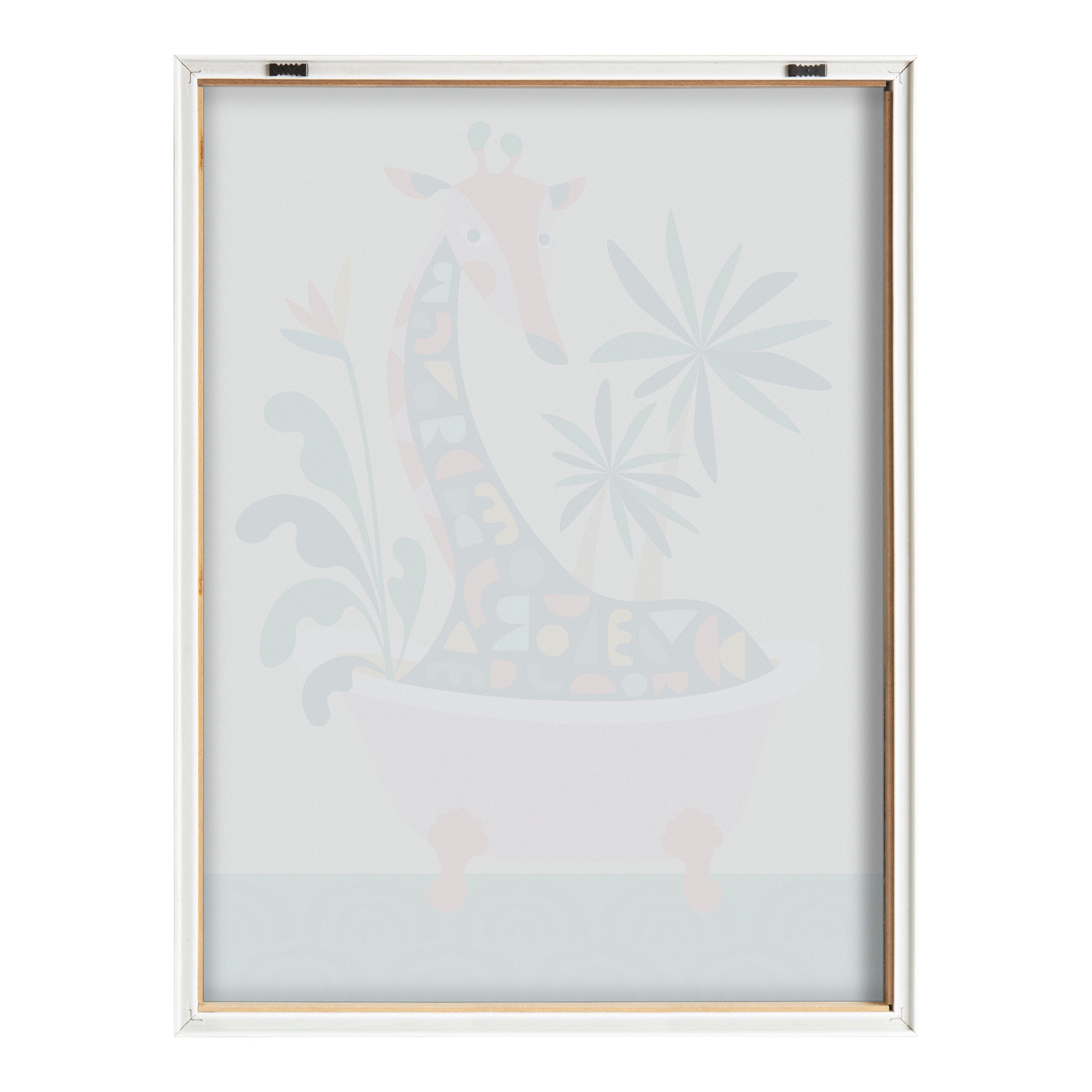 Blake Mid Century Modern Giraffe in Bathtub Framed Printed Glass by Rachel Lee of My Dream Wall