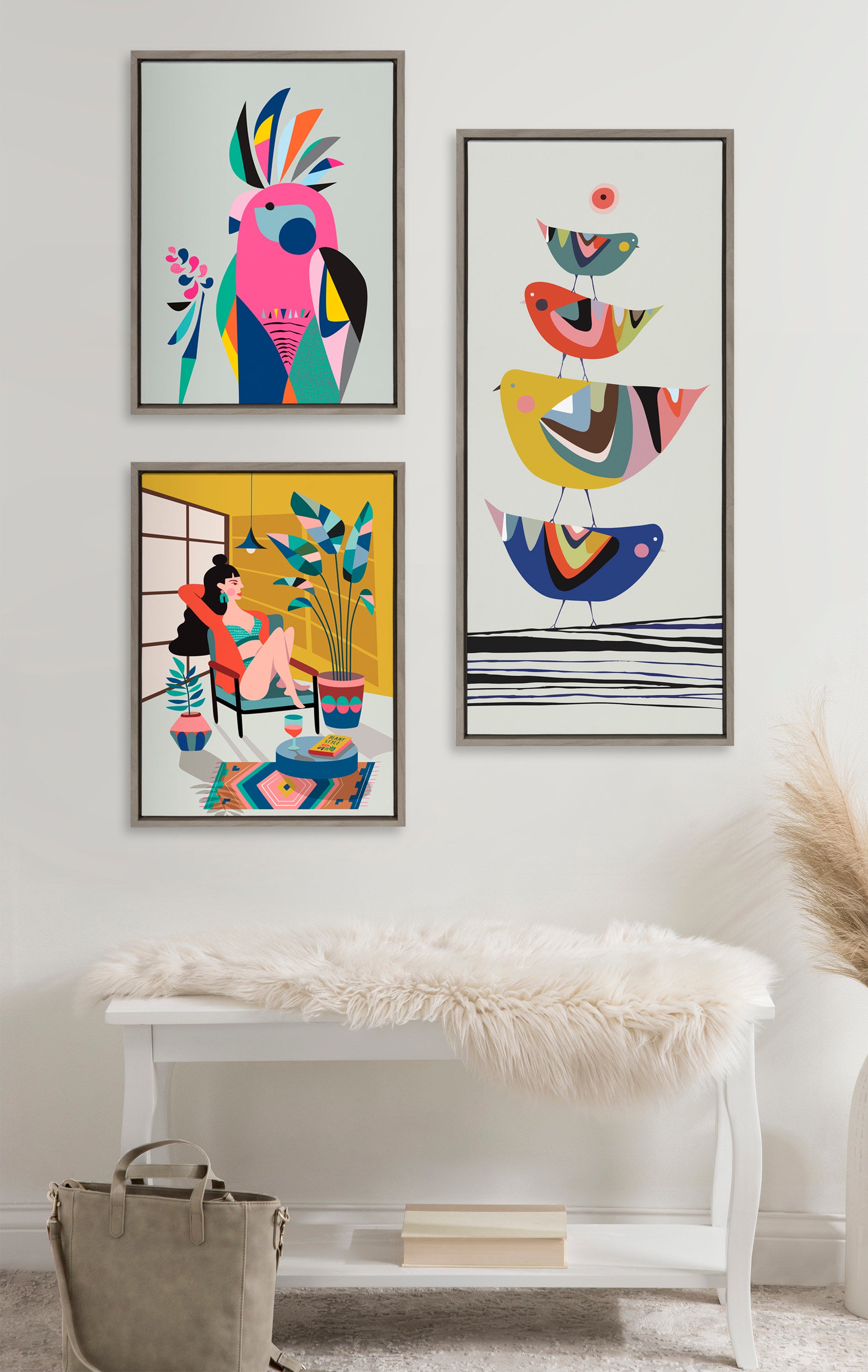 Framed Canvas Sylvie Graywash 18x40 6
