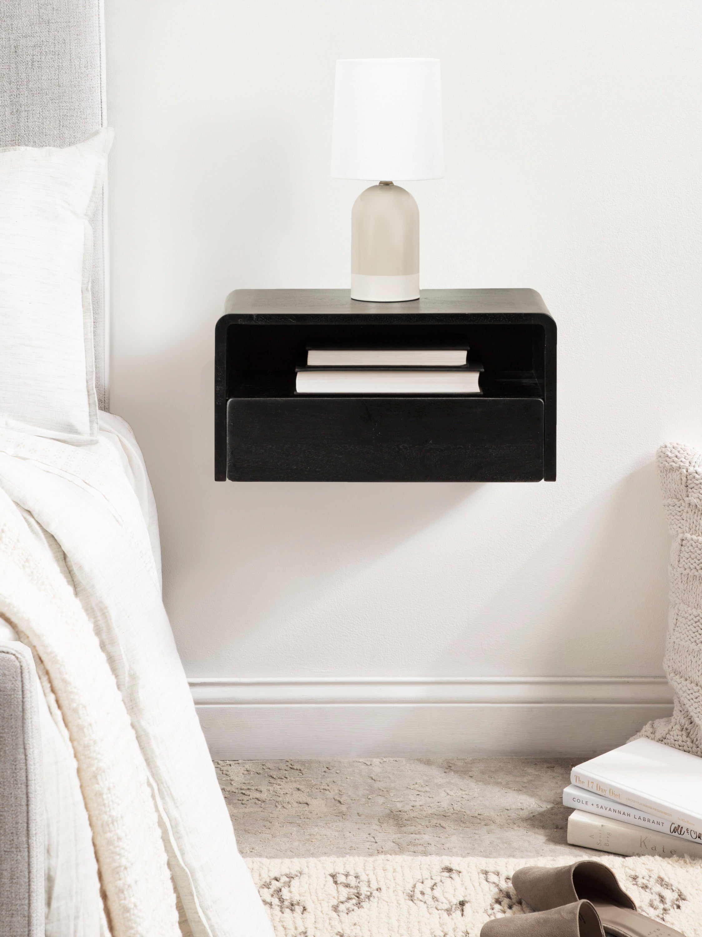 Floating Side Table Black 18x10x9 8