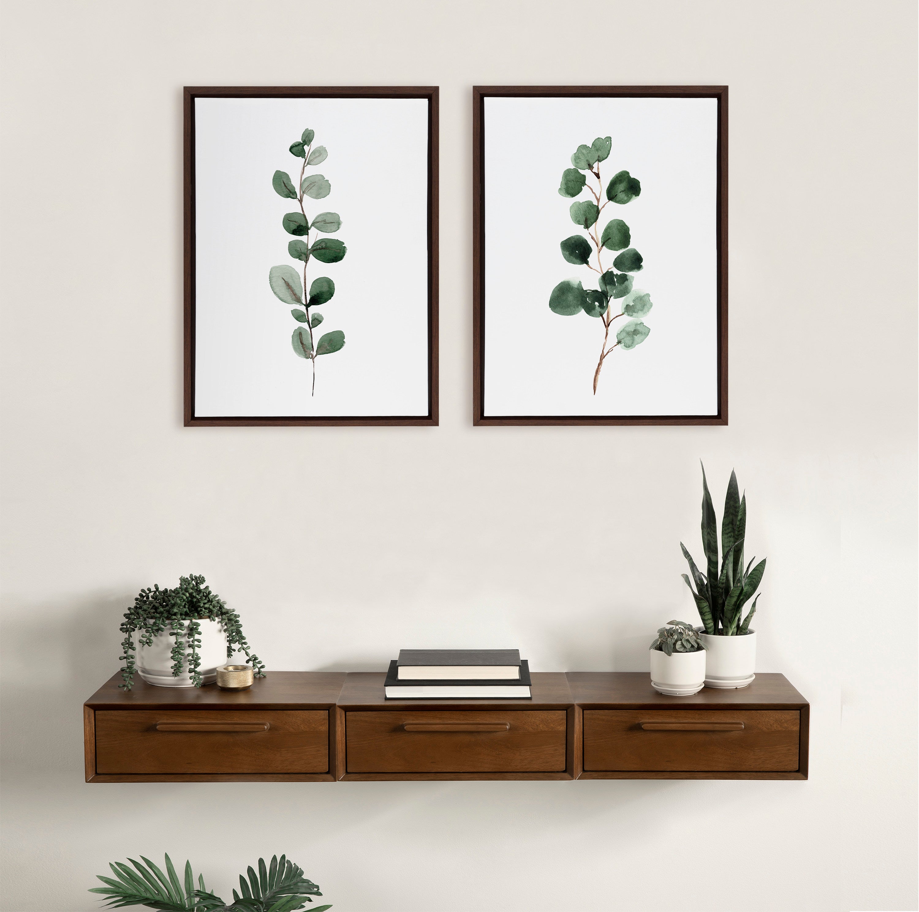 Sylvie Eucalyptus Framed Canvas Set by Maja Mitrovic