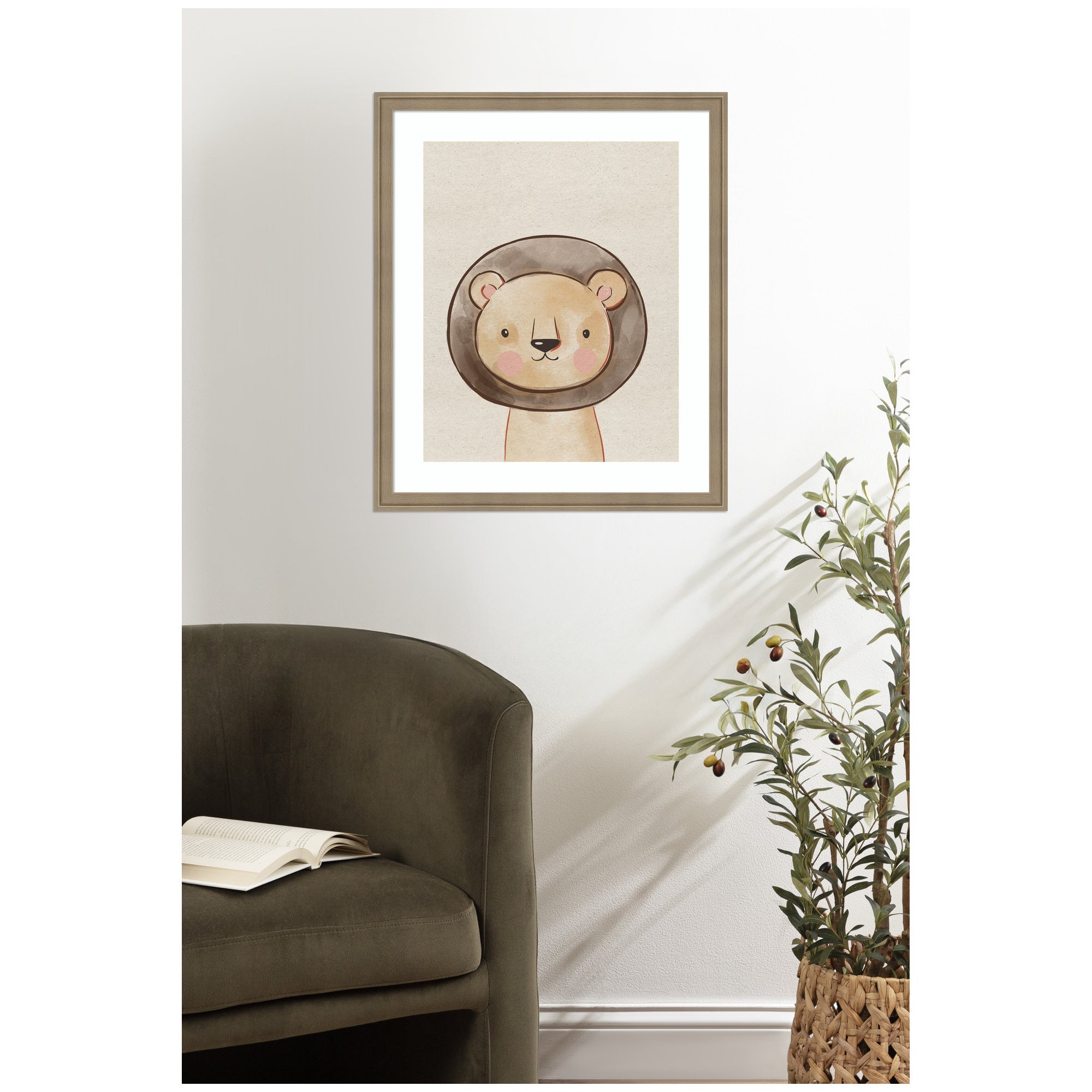Baby Animal Lion Natural by The Creative Bunch Studio Framed Wall Art Print