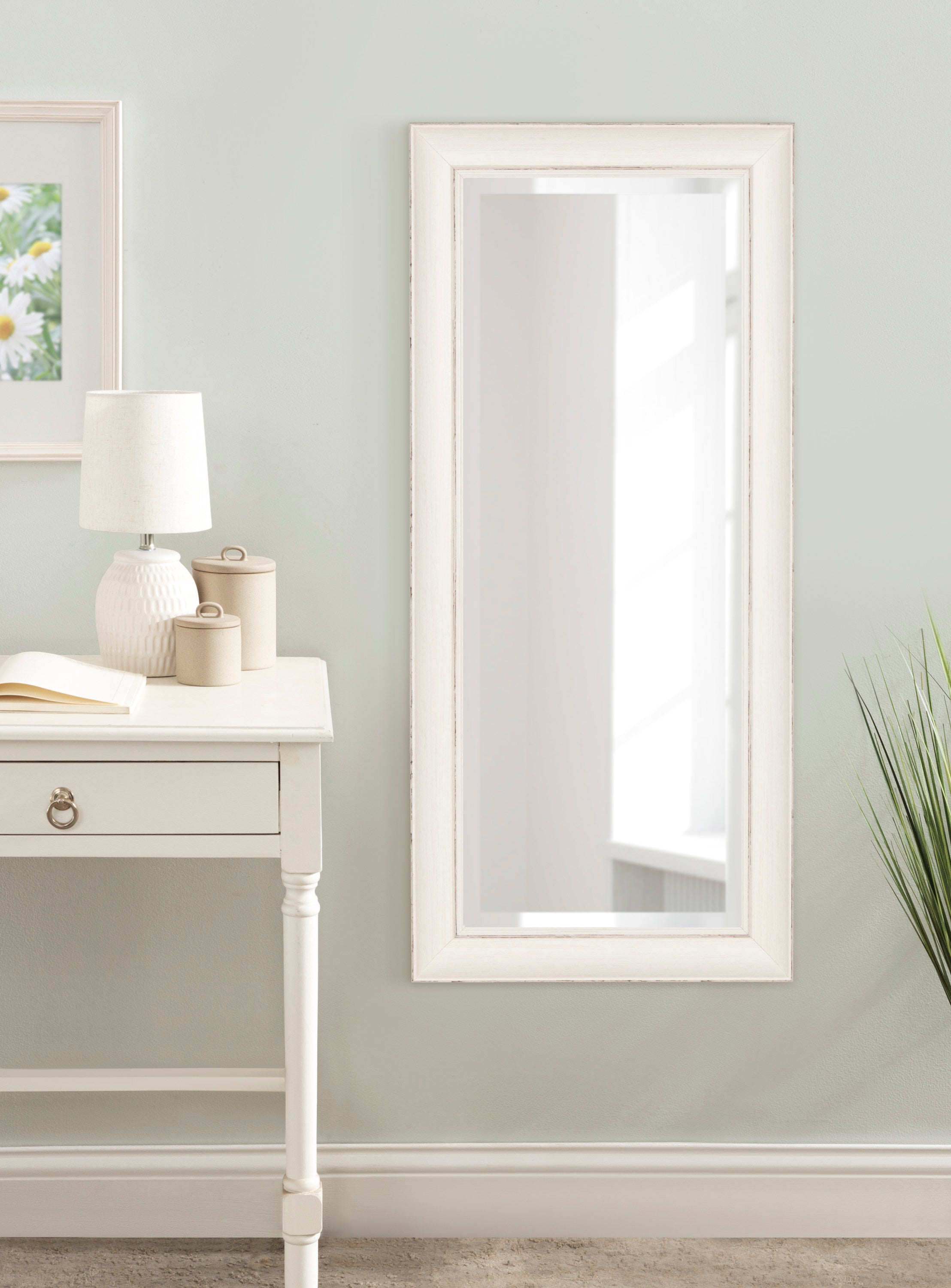 Rectangle Mirror White 16x36 6
