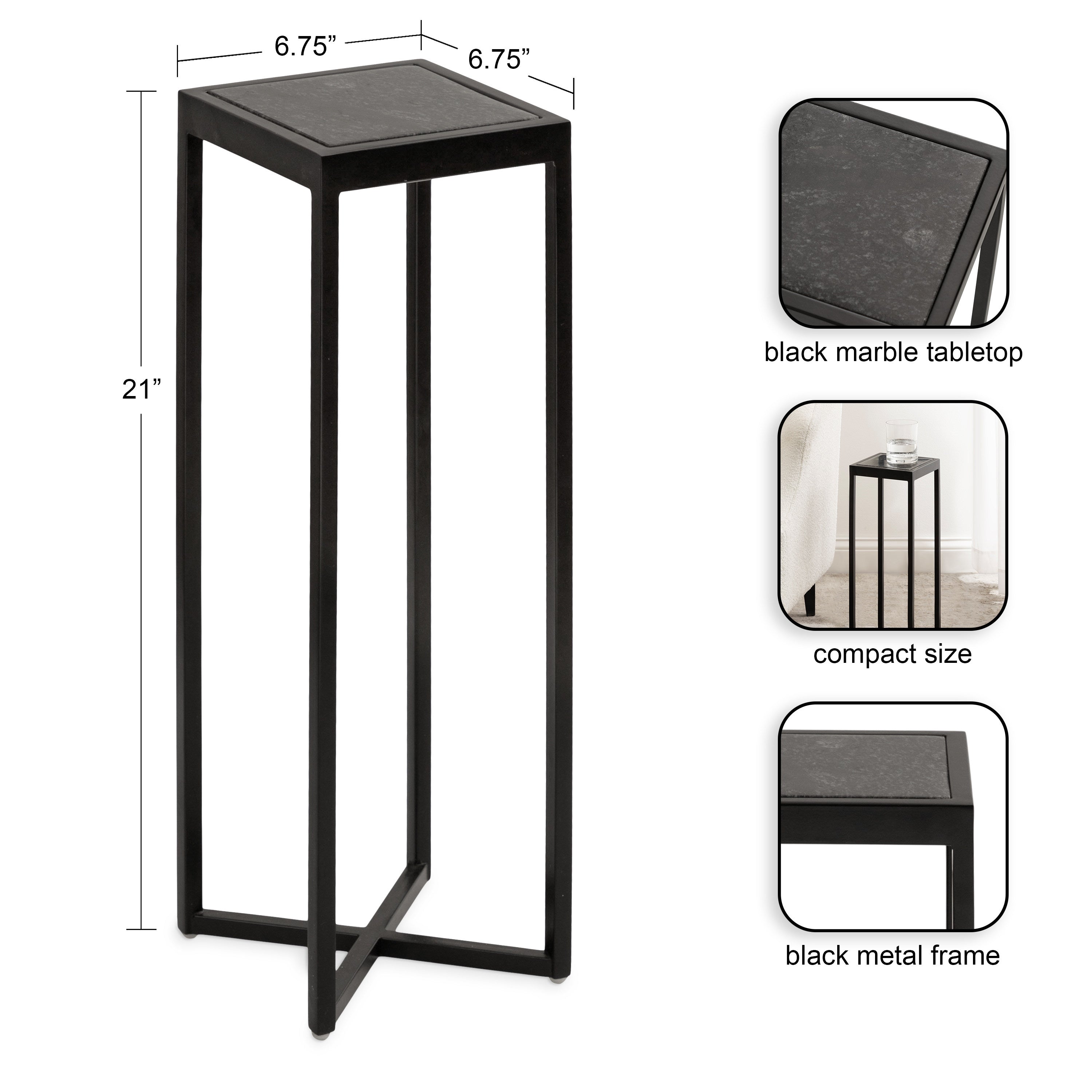 Drink Table Black 7x7x21 2