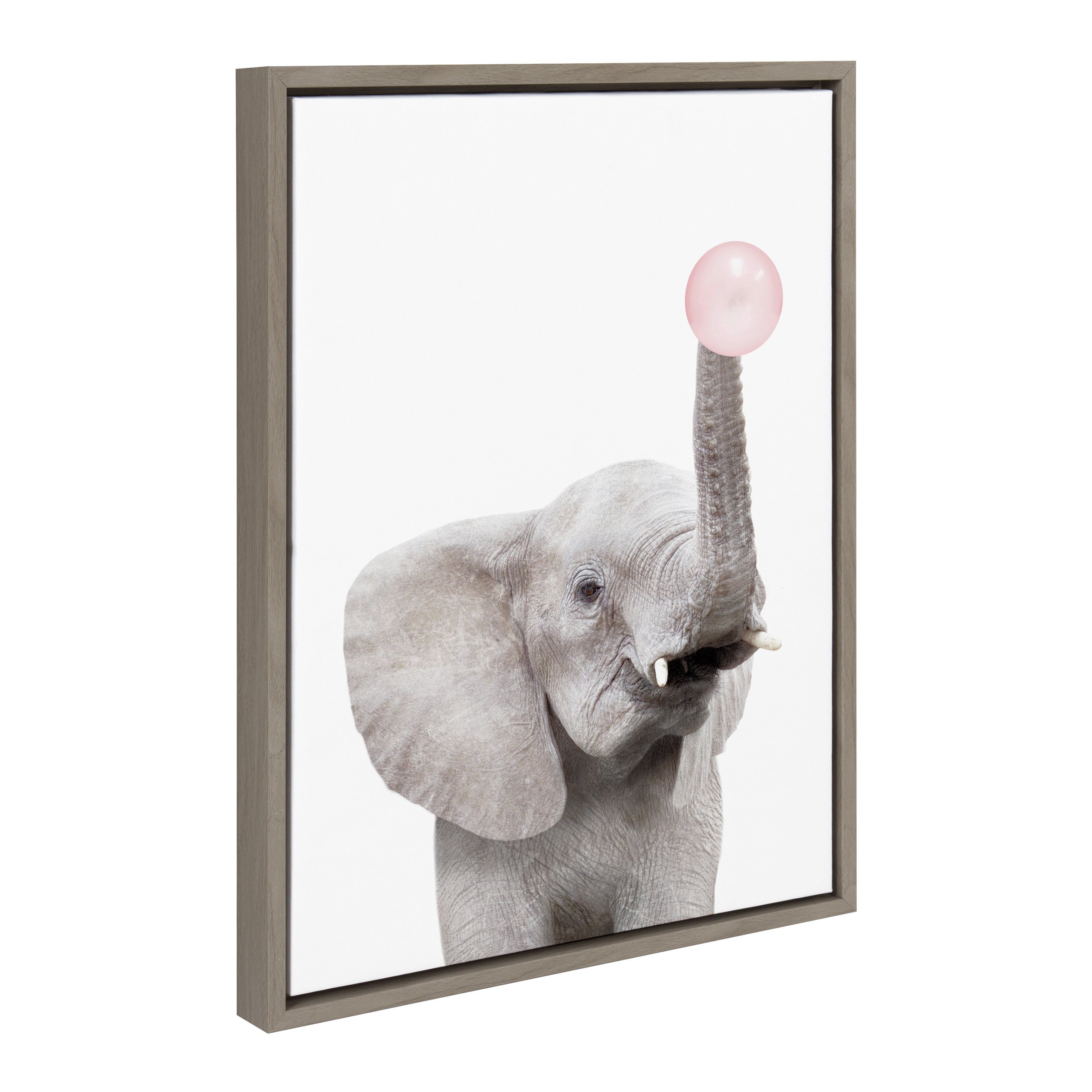 Sylvie Bubble Gum Elephant Framed Canvas by Amy Peterson Art Studio