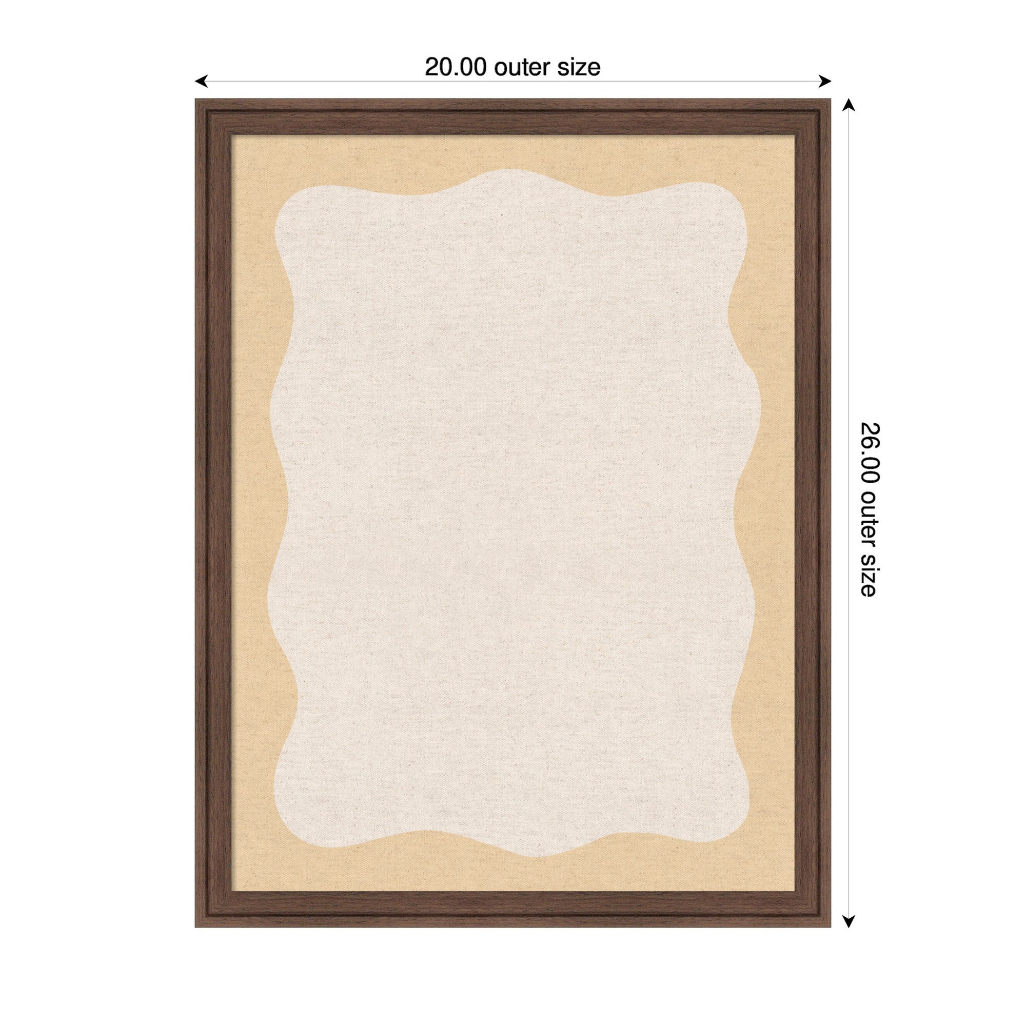 Framed Fabric Pinboard Wavy Neutral Linen and Yellow Wall Organization