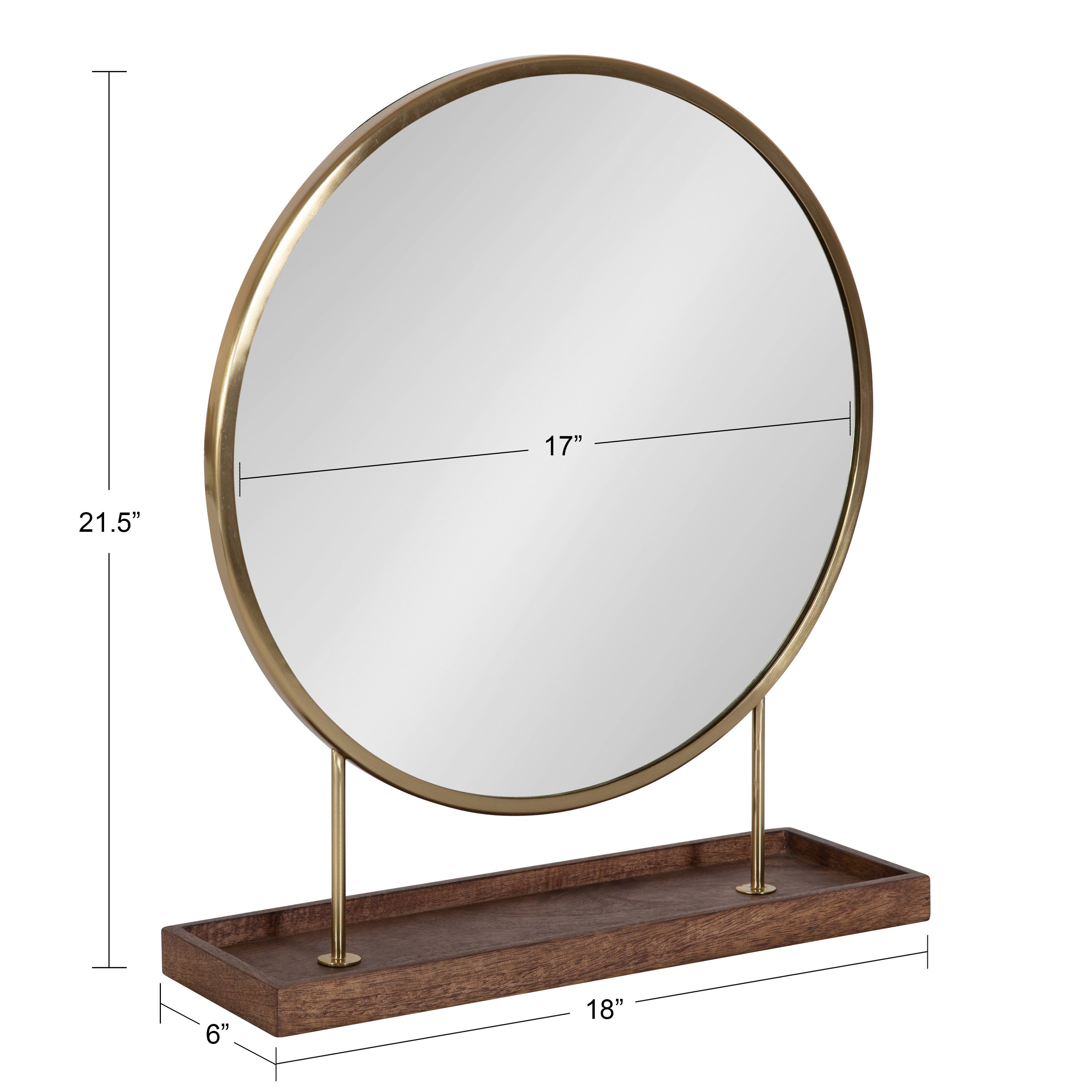 Tabletop Mirror Walnut Brown Gold 18x22 5