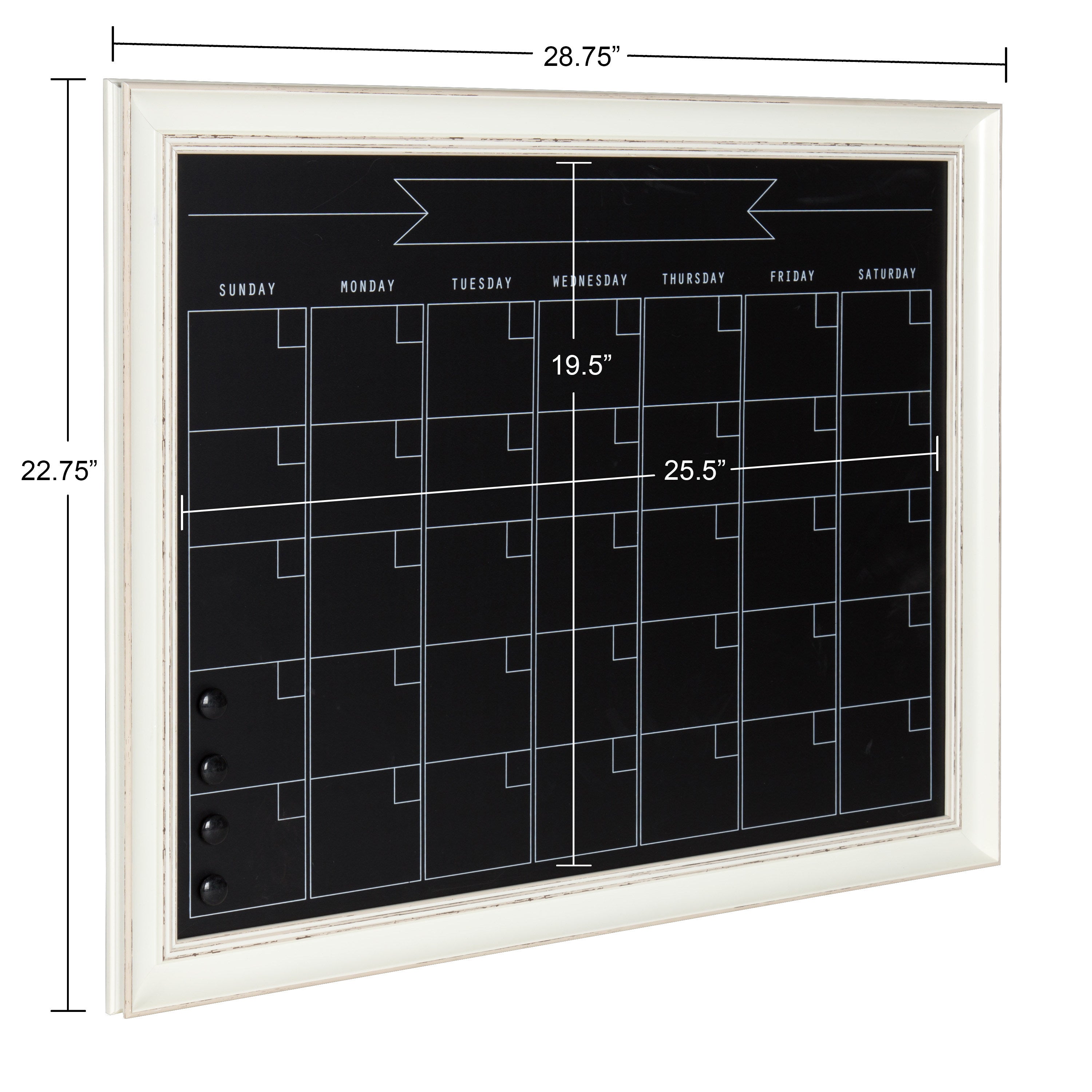 Macon Framed Magnetic Chalkboard Monthly Calendar