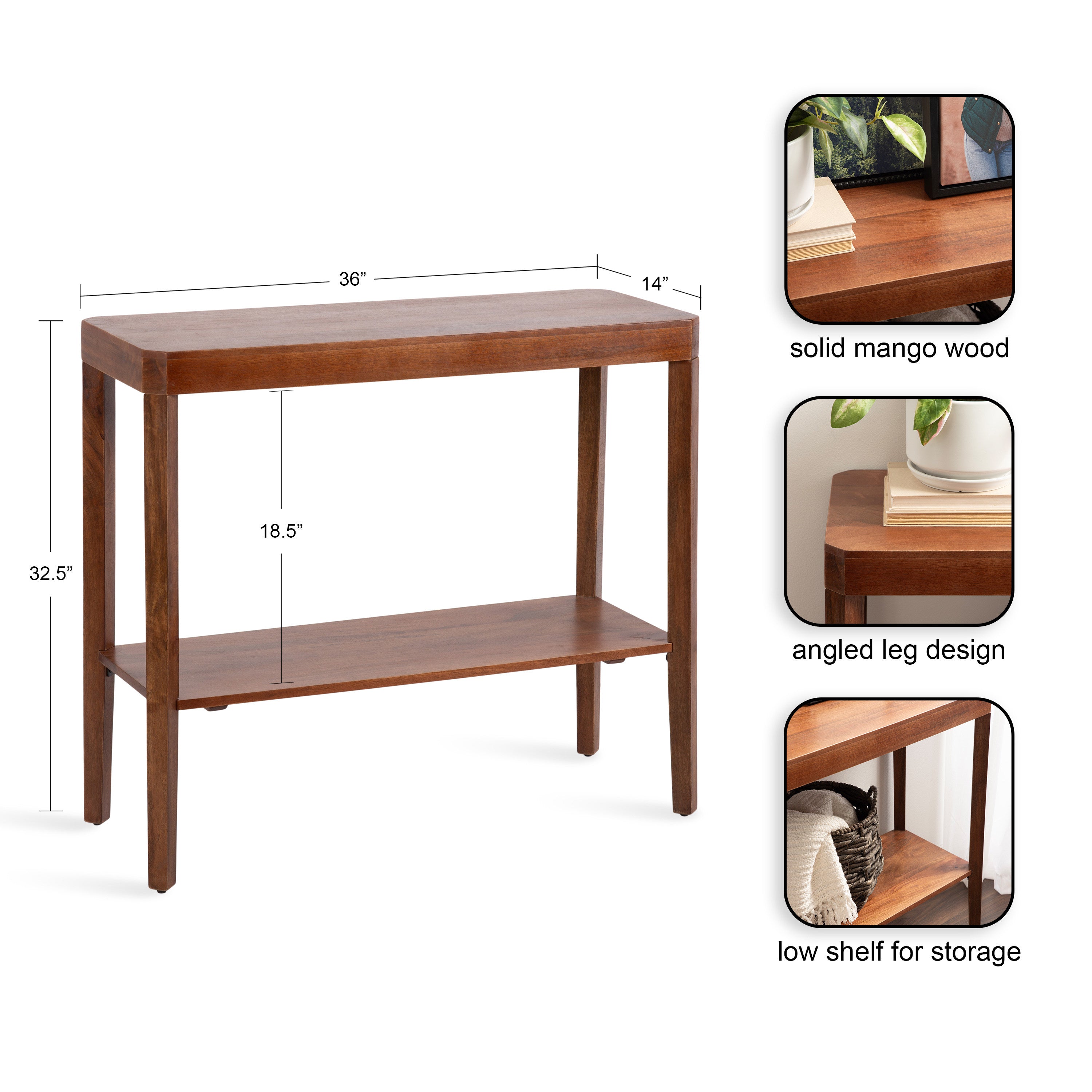 Console Table Walnut Brown 36x14x33 2