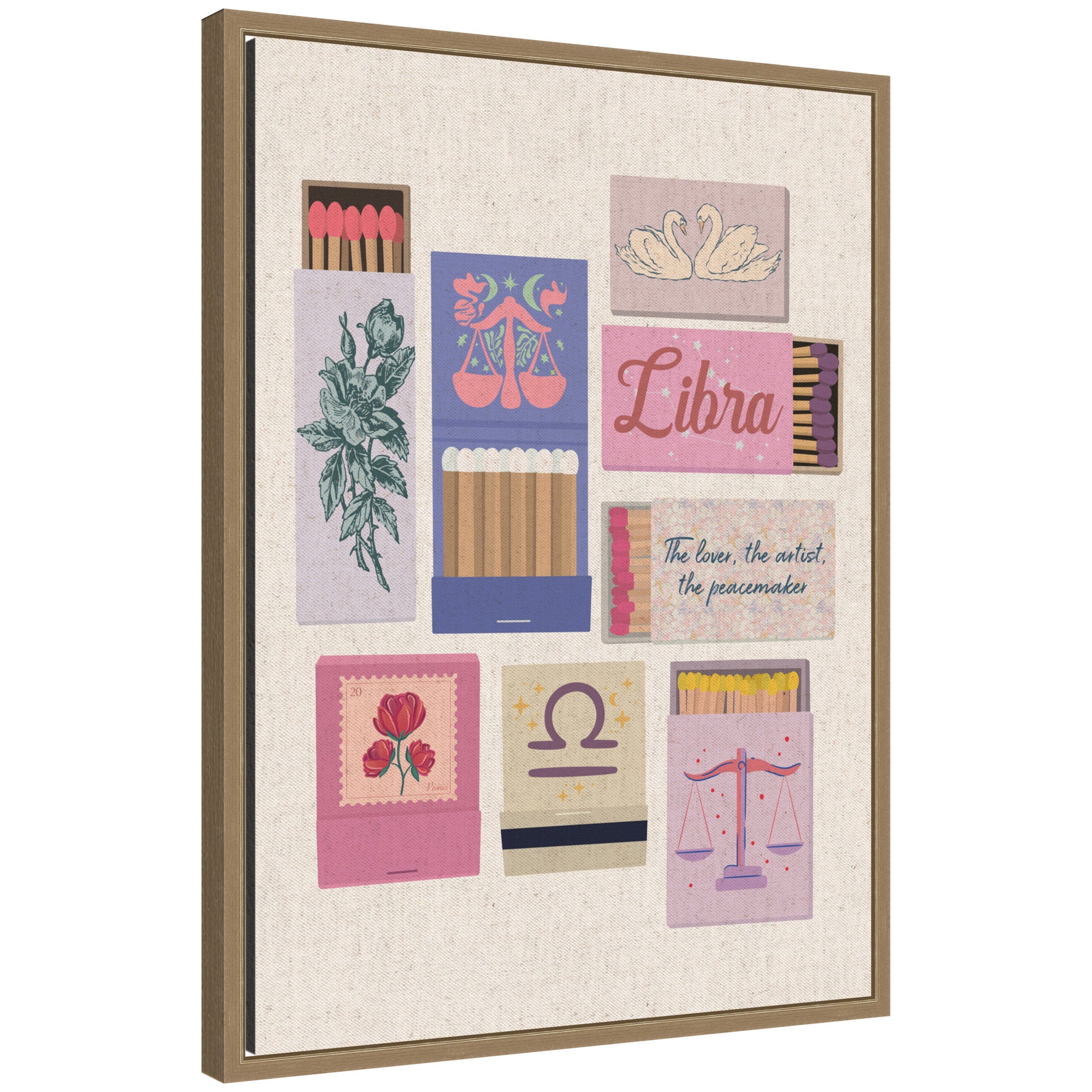 Libra Matchbooks Linen FC by Megan Ryan Framed Canvas Wall Art Print