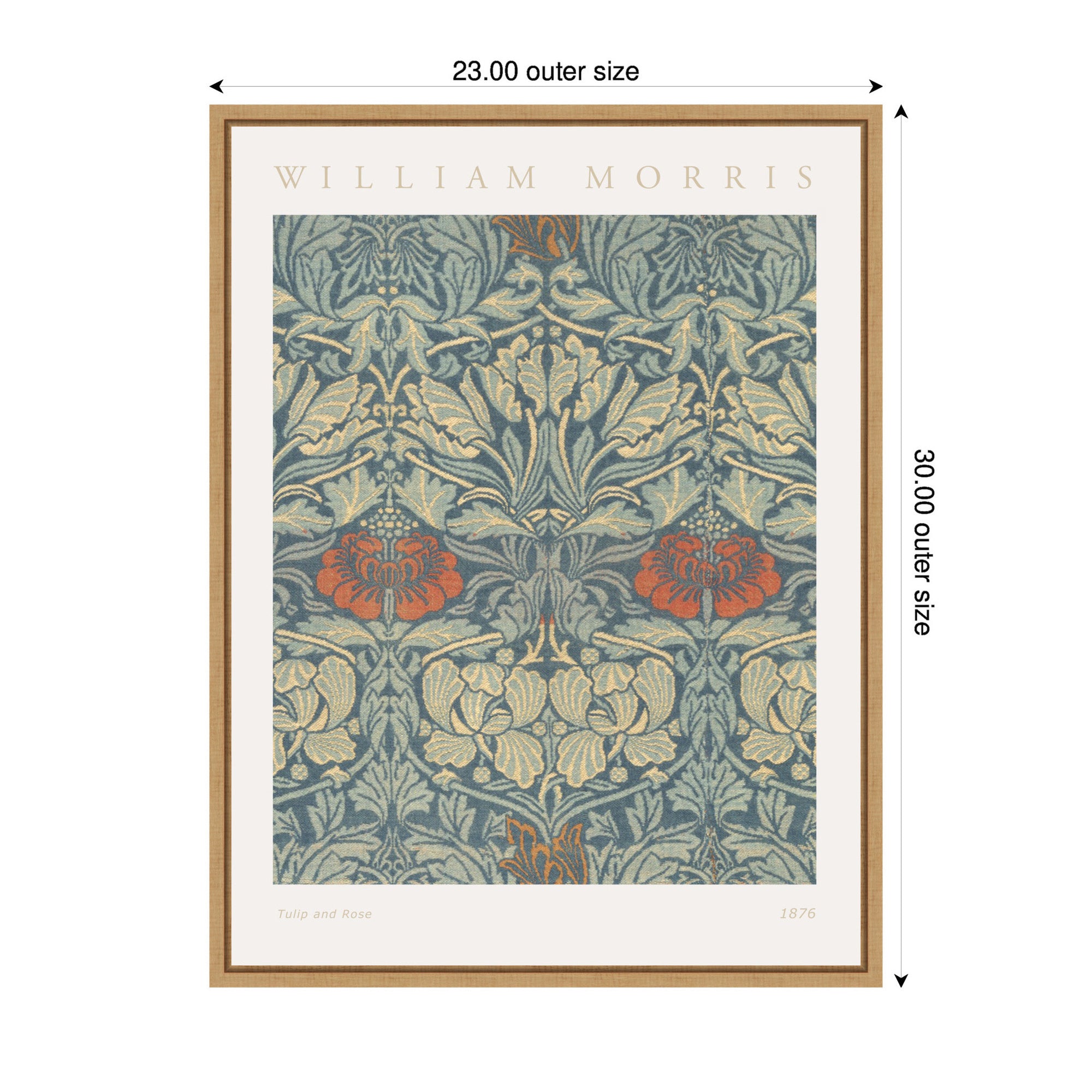 Sylvie Poster William Morris Tulip and Rose 1876 Framed Canvas by The Art Institute of Chicago