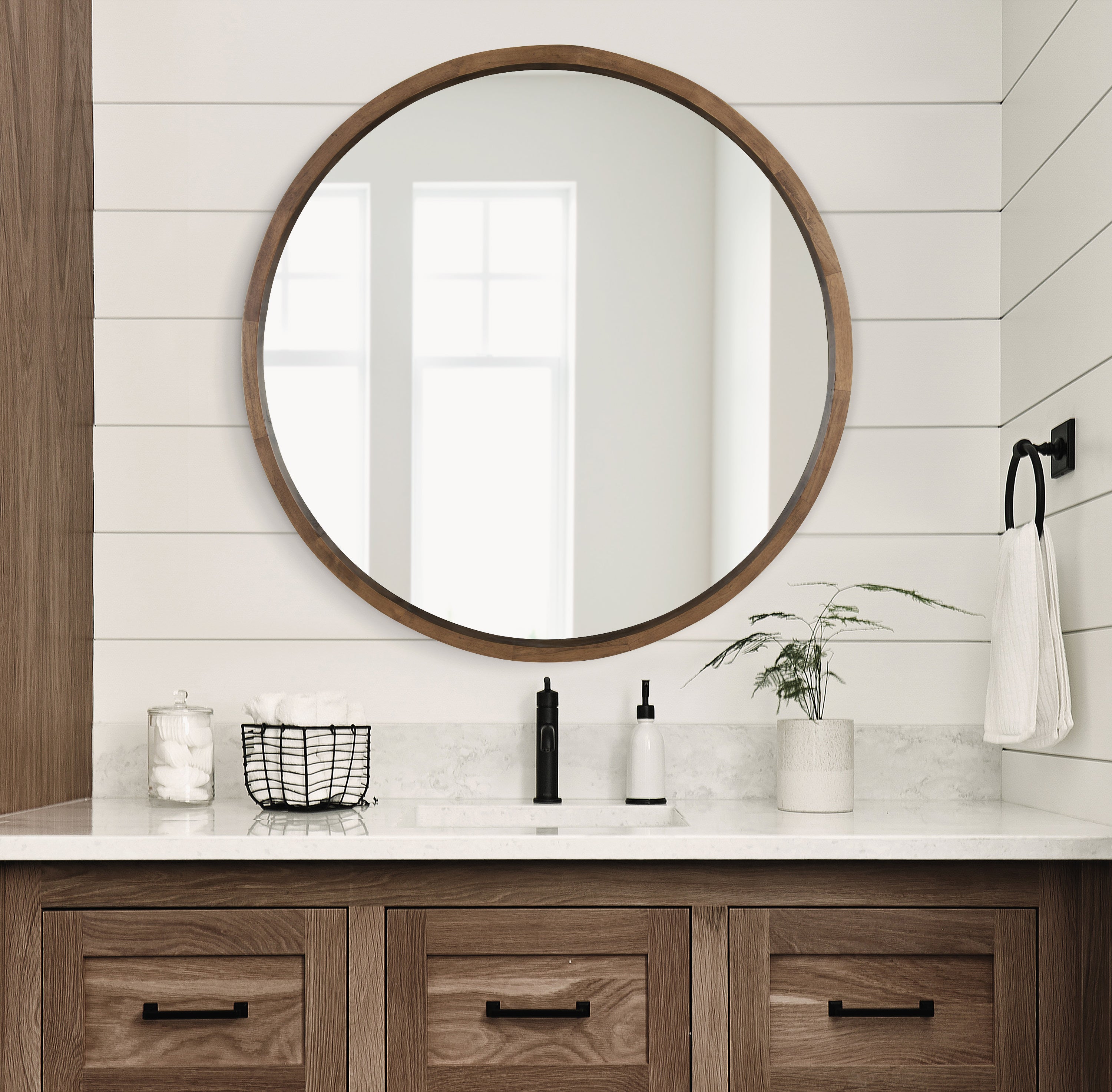Round Mirror Rustic Brown 30" Diameter 6