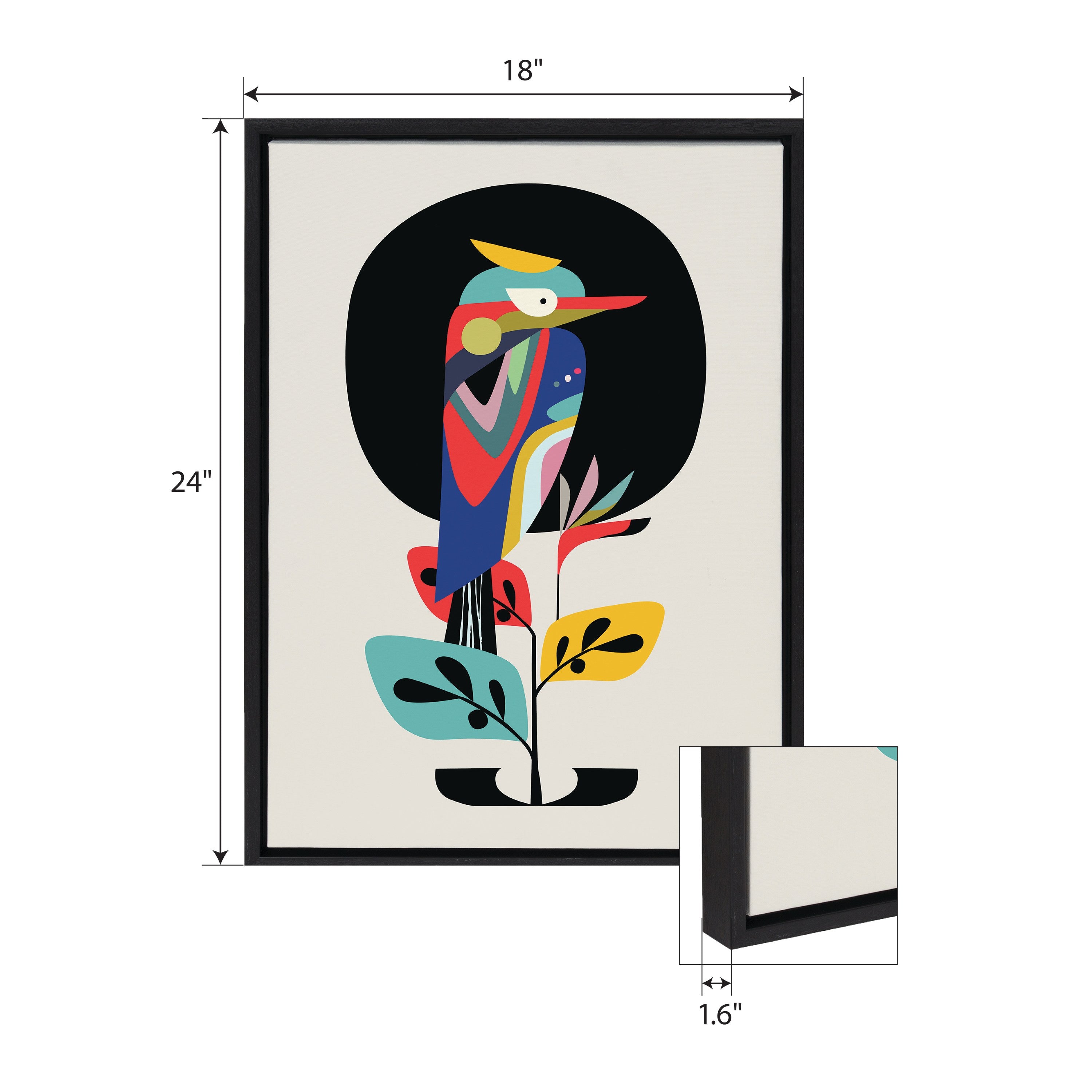 Sylvie Mid Century Modern Kookaburra Moon Framed Canvas by Rachel Lee of My Dream Wall