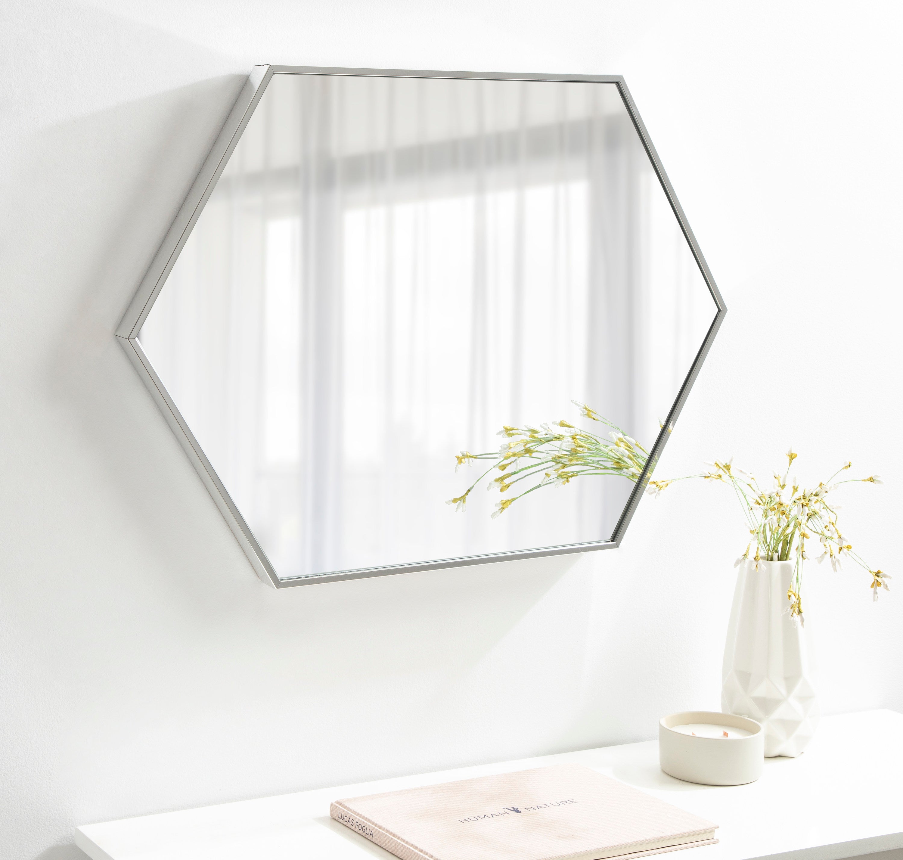 Hexagon Mirror Silver 22x31 6