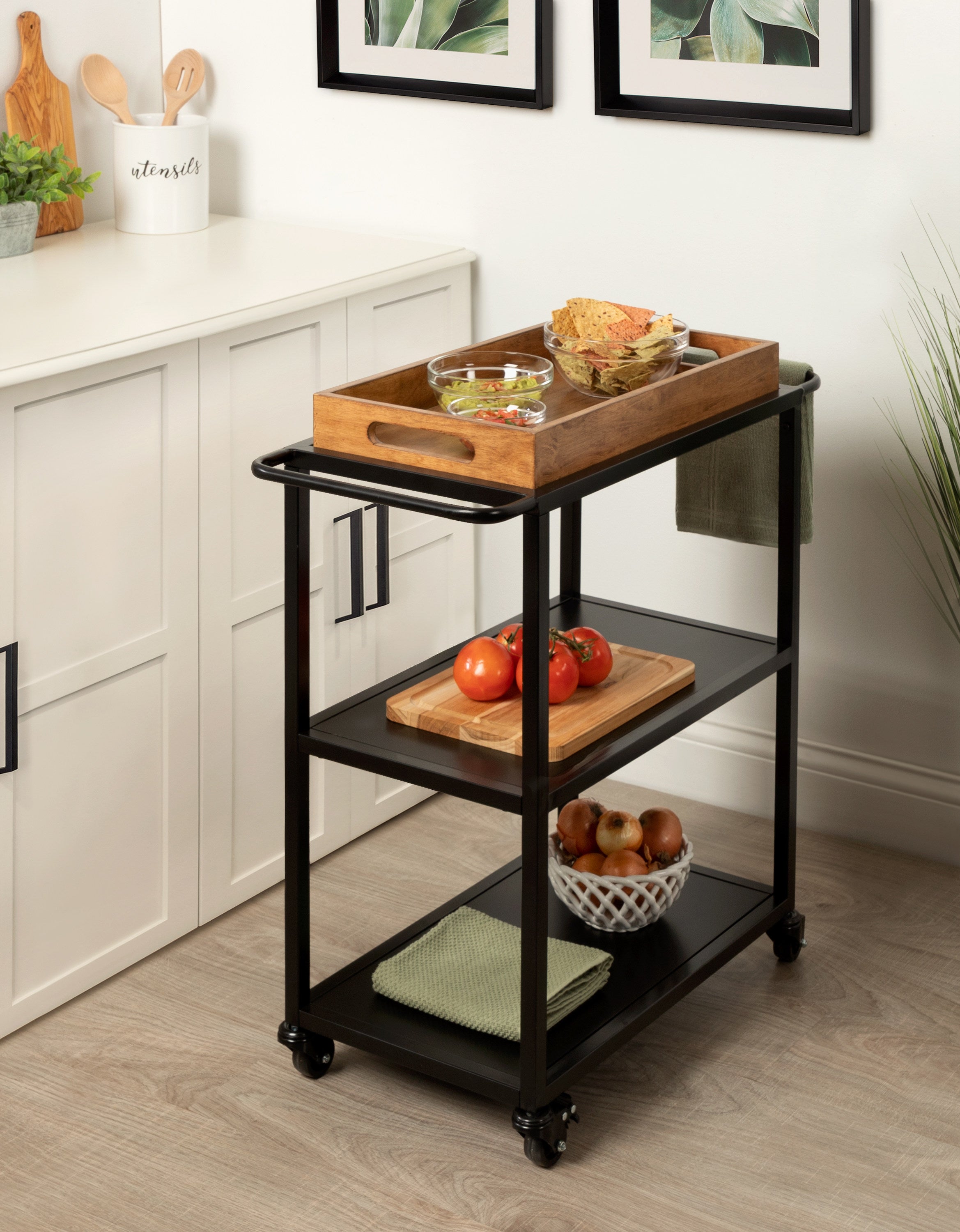 Bar Cart Rustic Brown Black 28x13x30 7