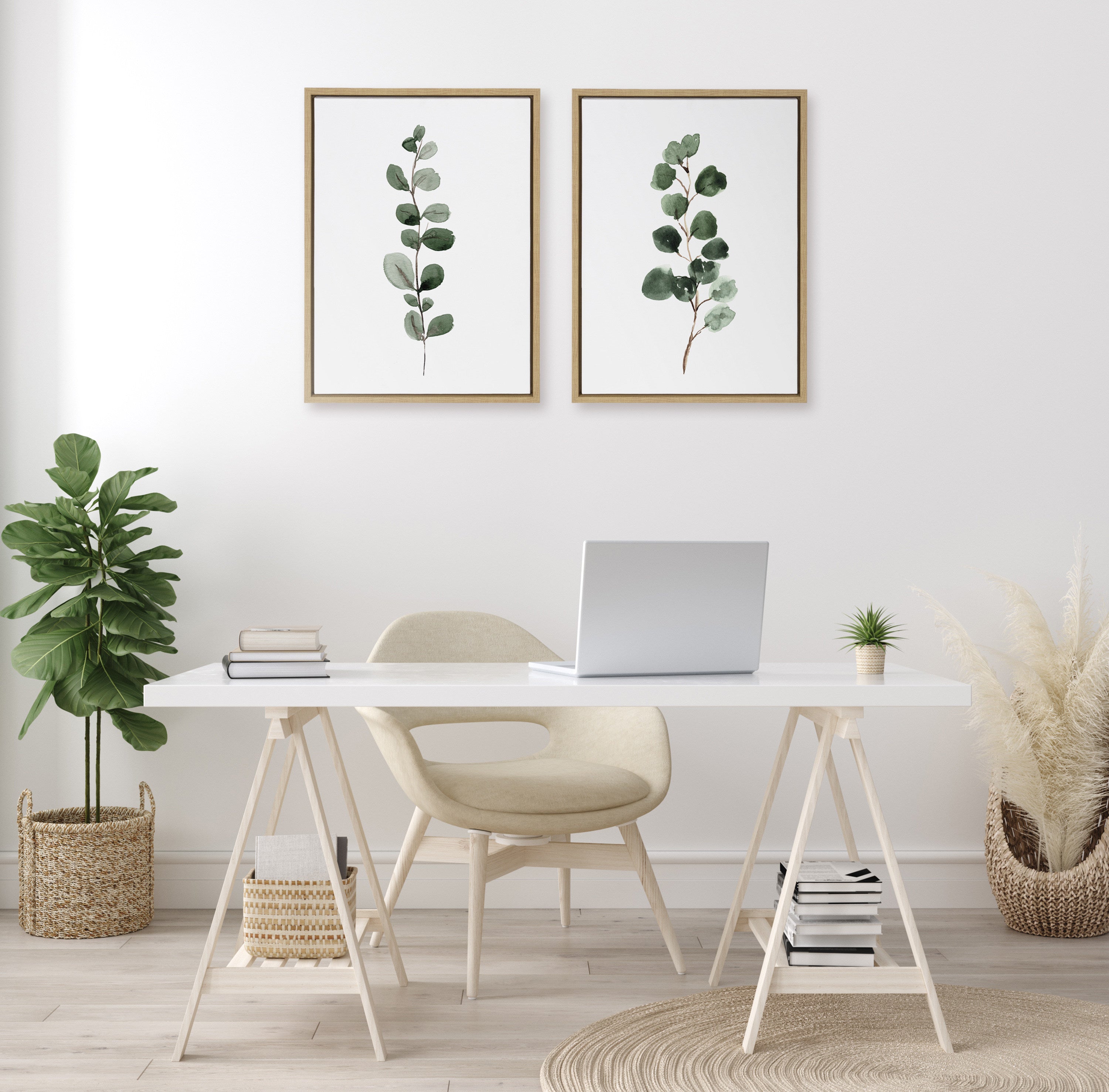 Sylvie Eucalyptus Framed Canvas Set by Maja Mitrovic