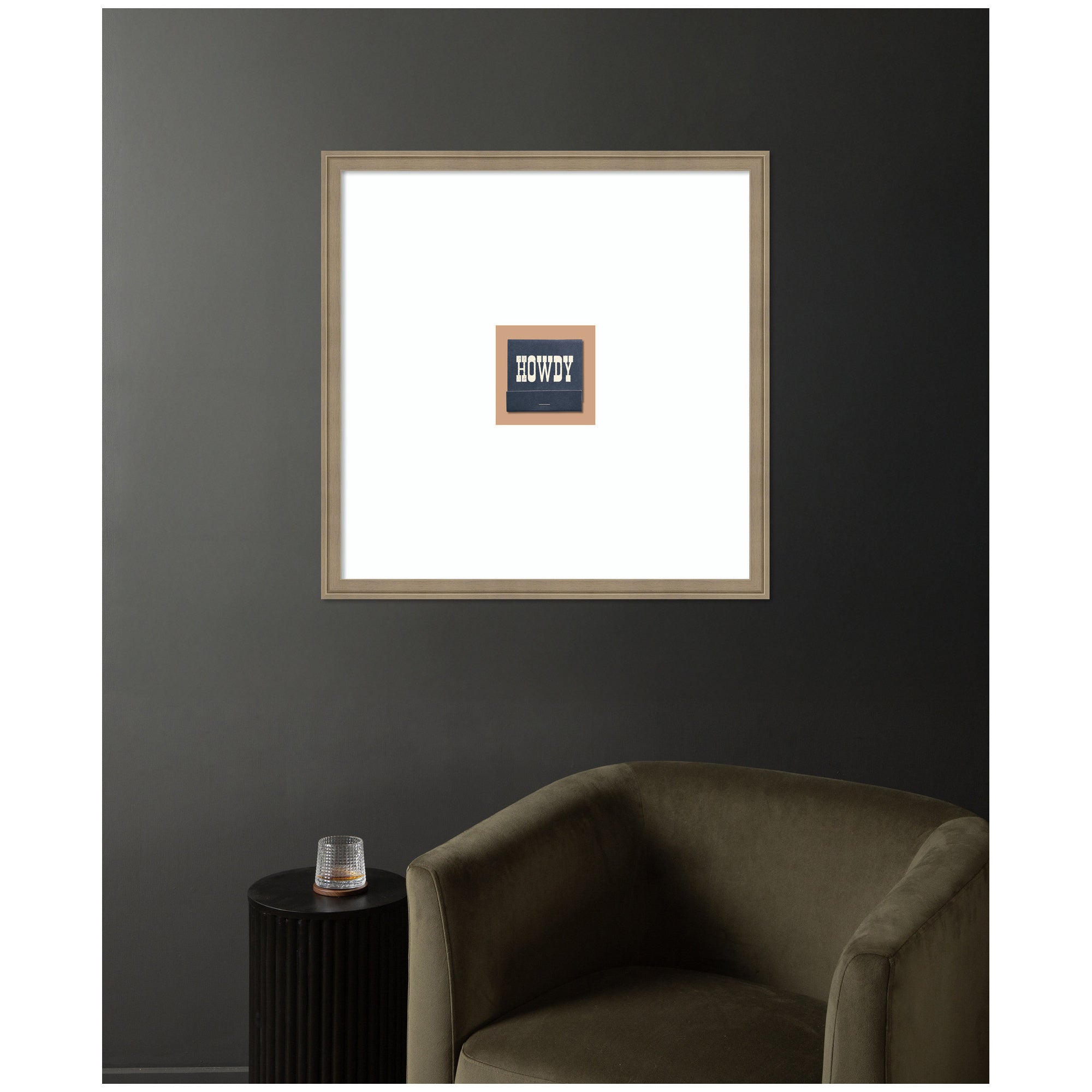 Howdy Matchbook Blue Square by Megan Ryan Framed Wall Art Print
