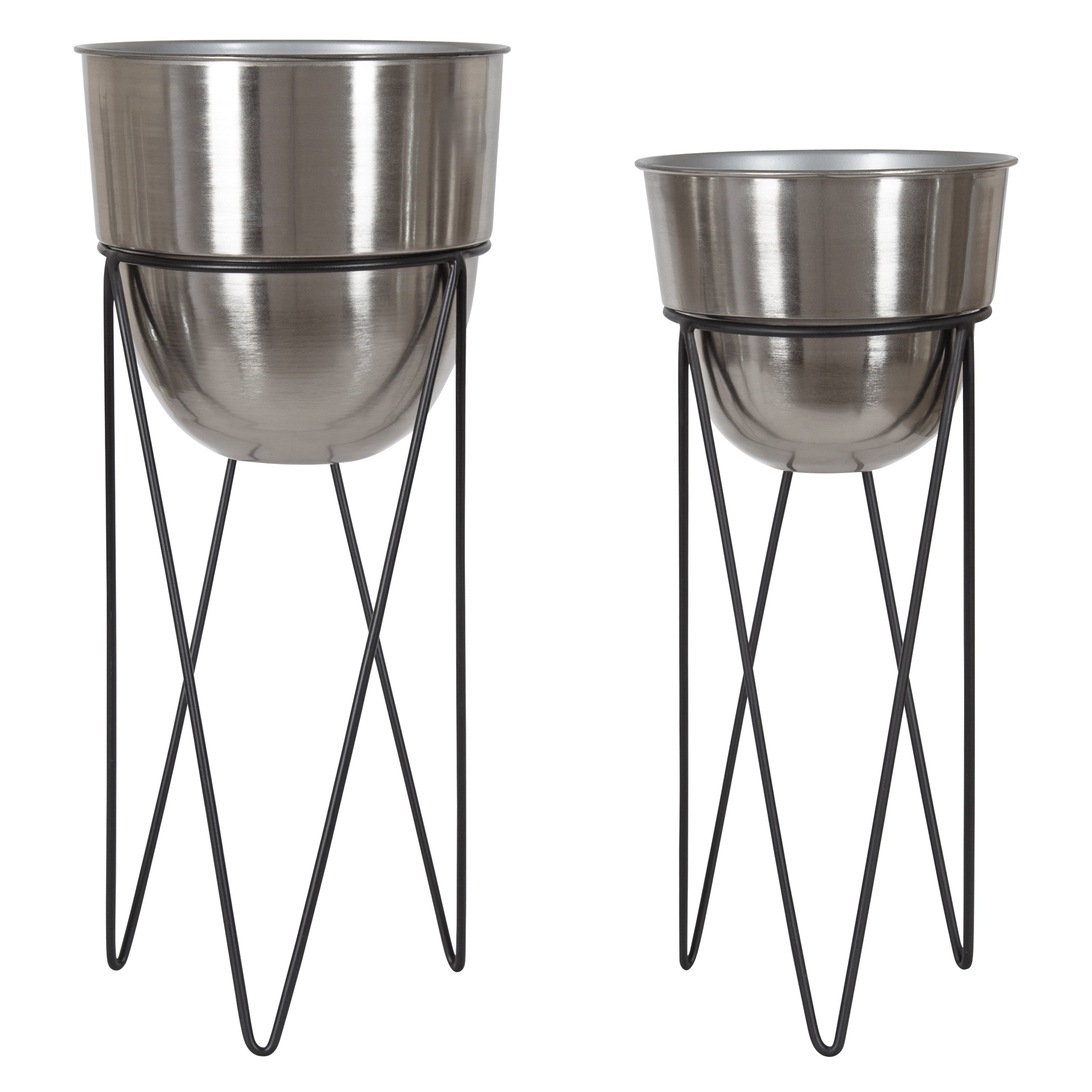 Freestanding Planter Silver Black 2 Piece 3