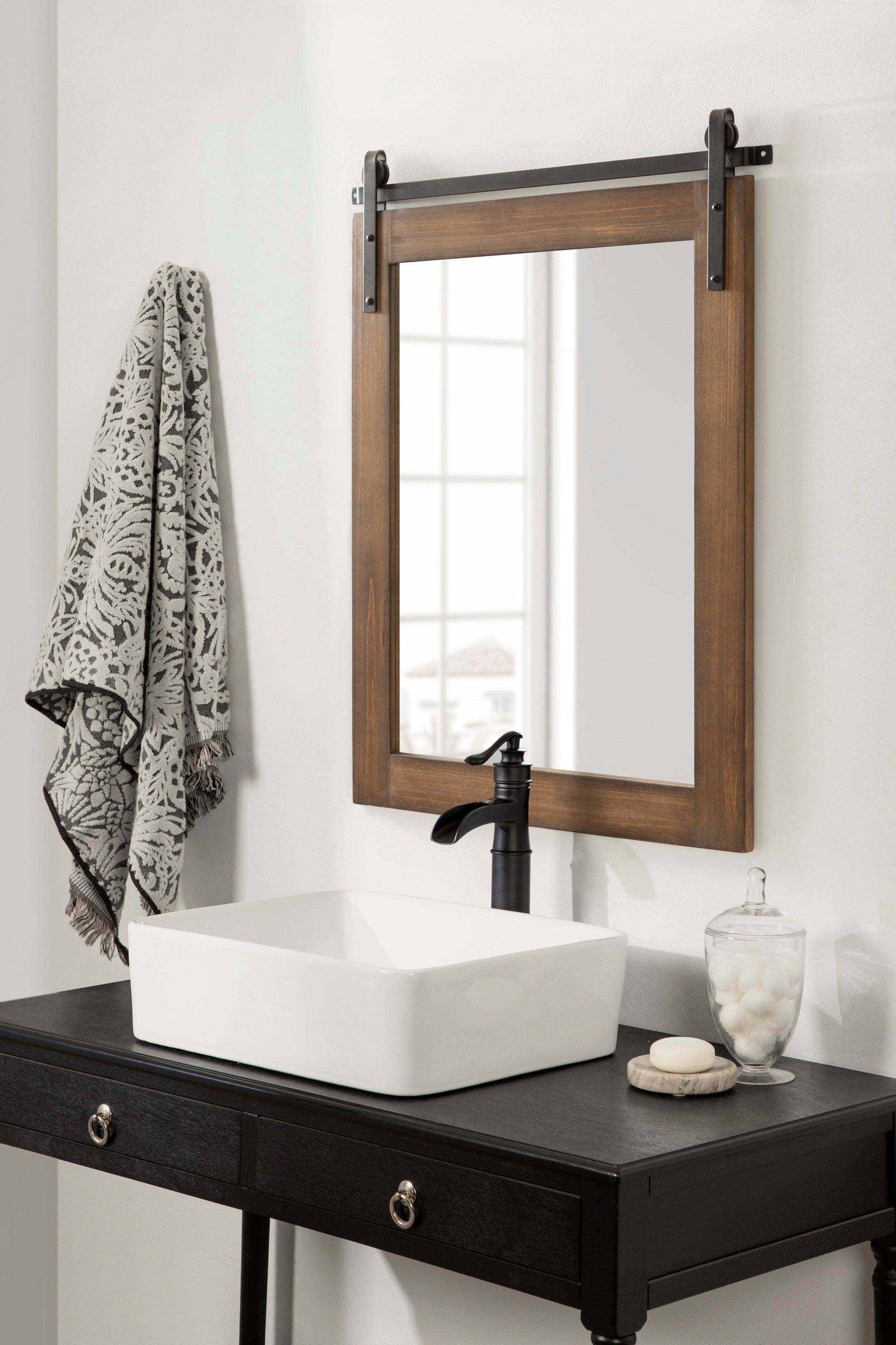 Rectangle Mirror Walnut Brown 24x30 7