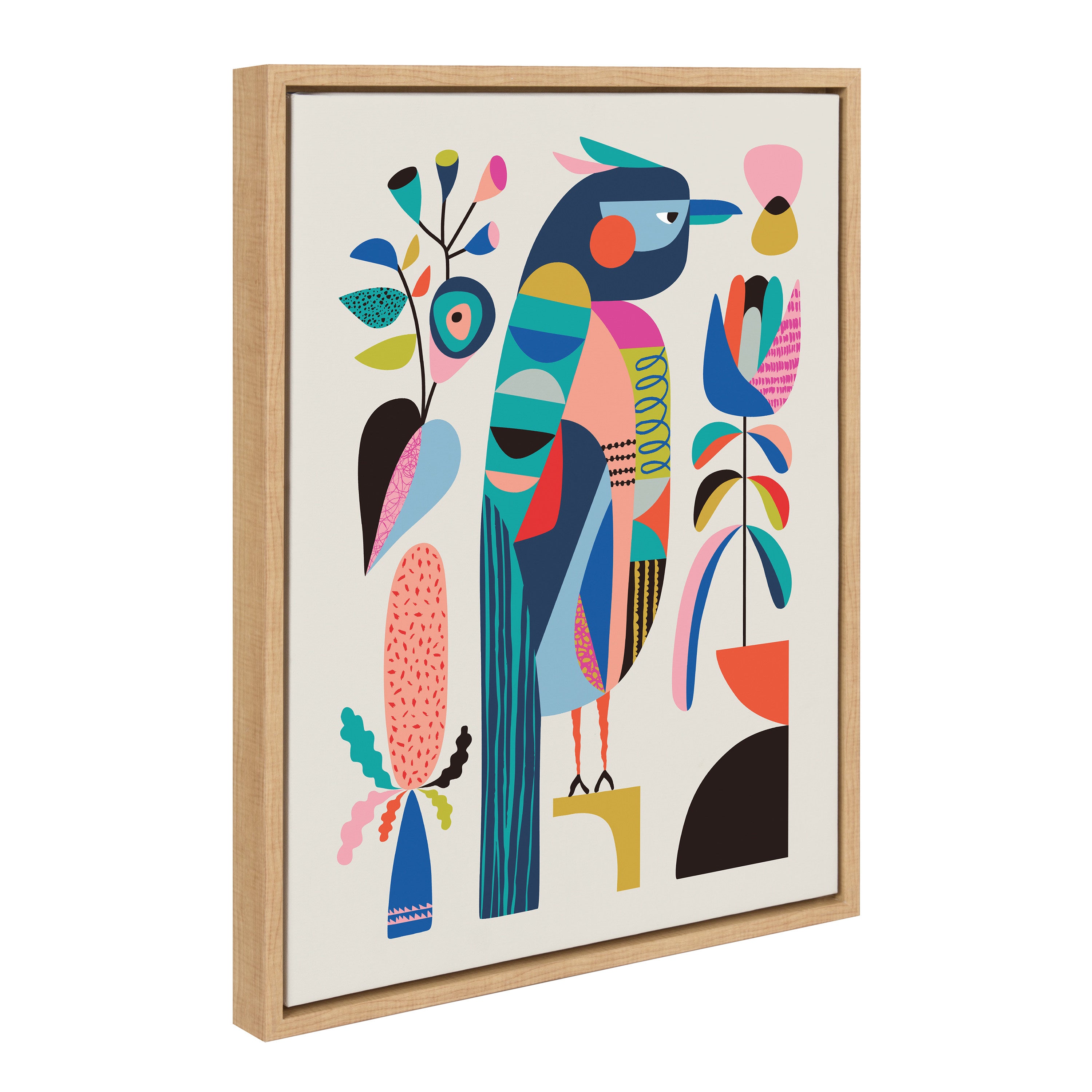 Sylvie Mid Century Modern Kookaburra Framed Canvas by Rachel Lee of My Dream Wall