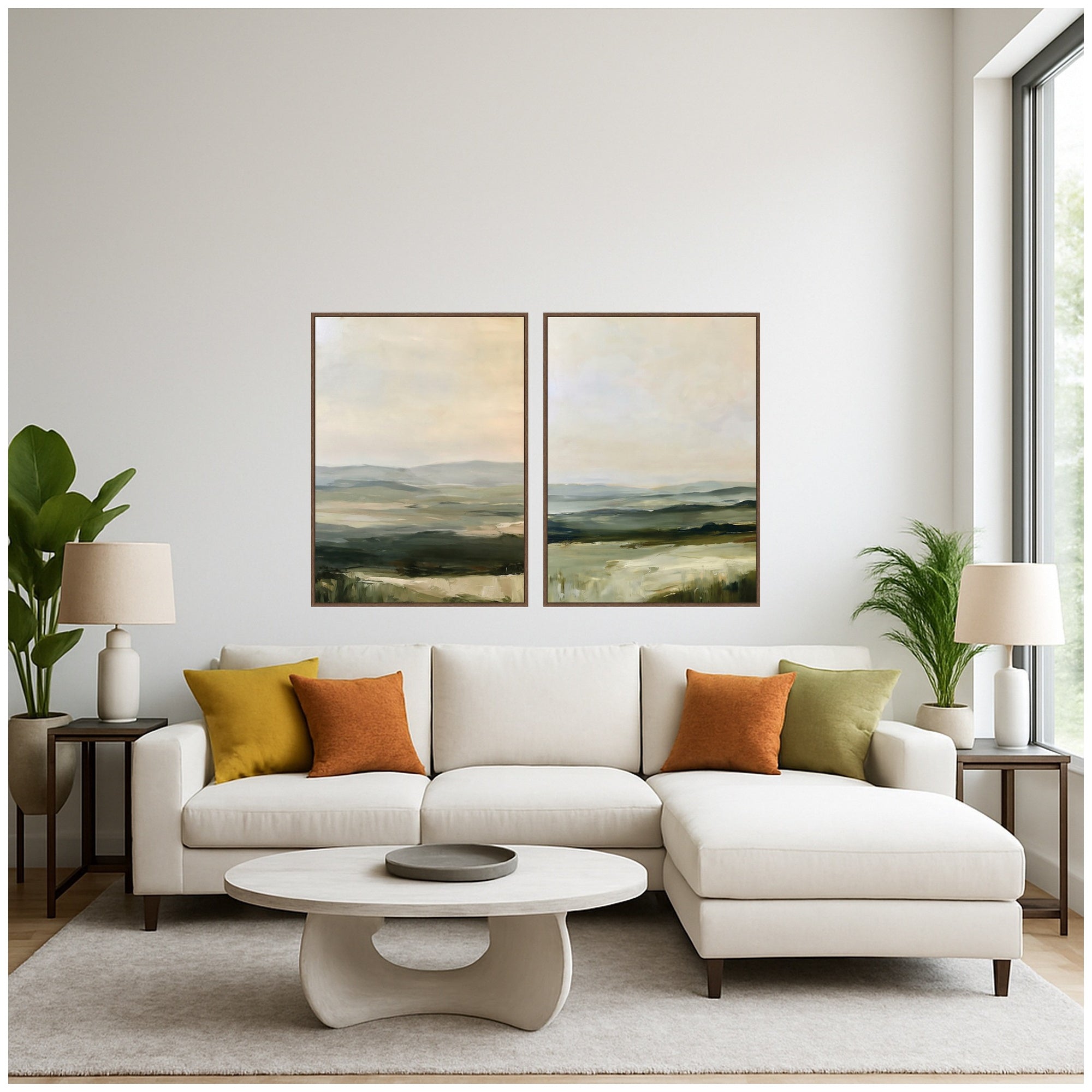 Framed Canvas Sylvie Walnut 2 Piece Set 28x38 5