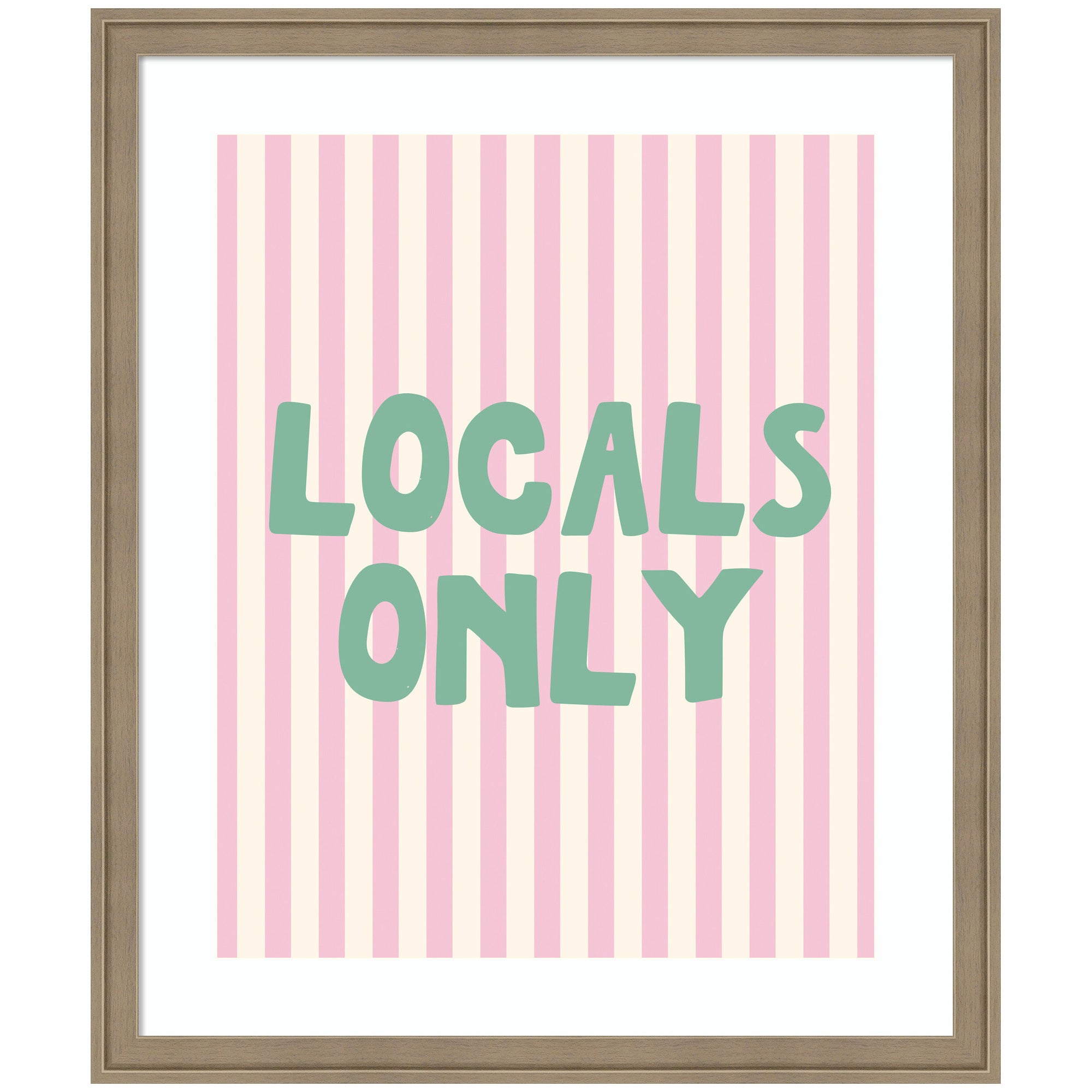 Locals Only Green and Pink Stripes by Megan Ryan Framed Wall Art Print