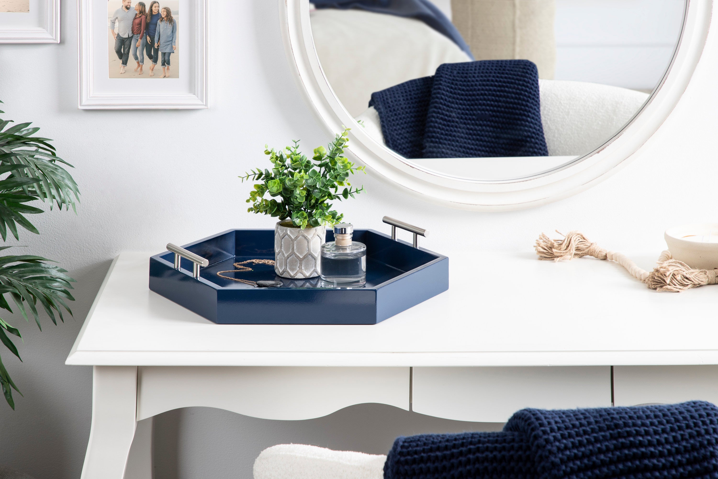 Single Tray Navy Blue Silver 18x18 7