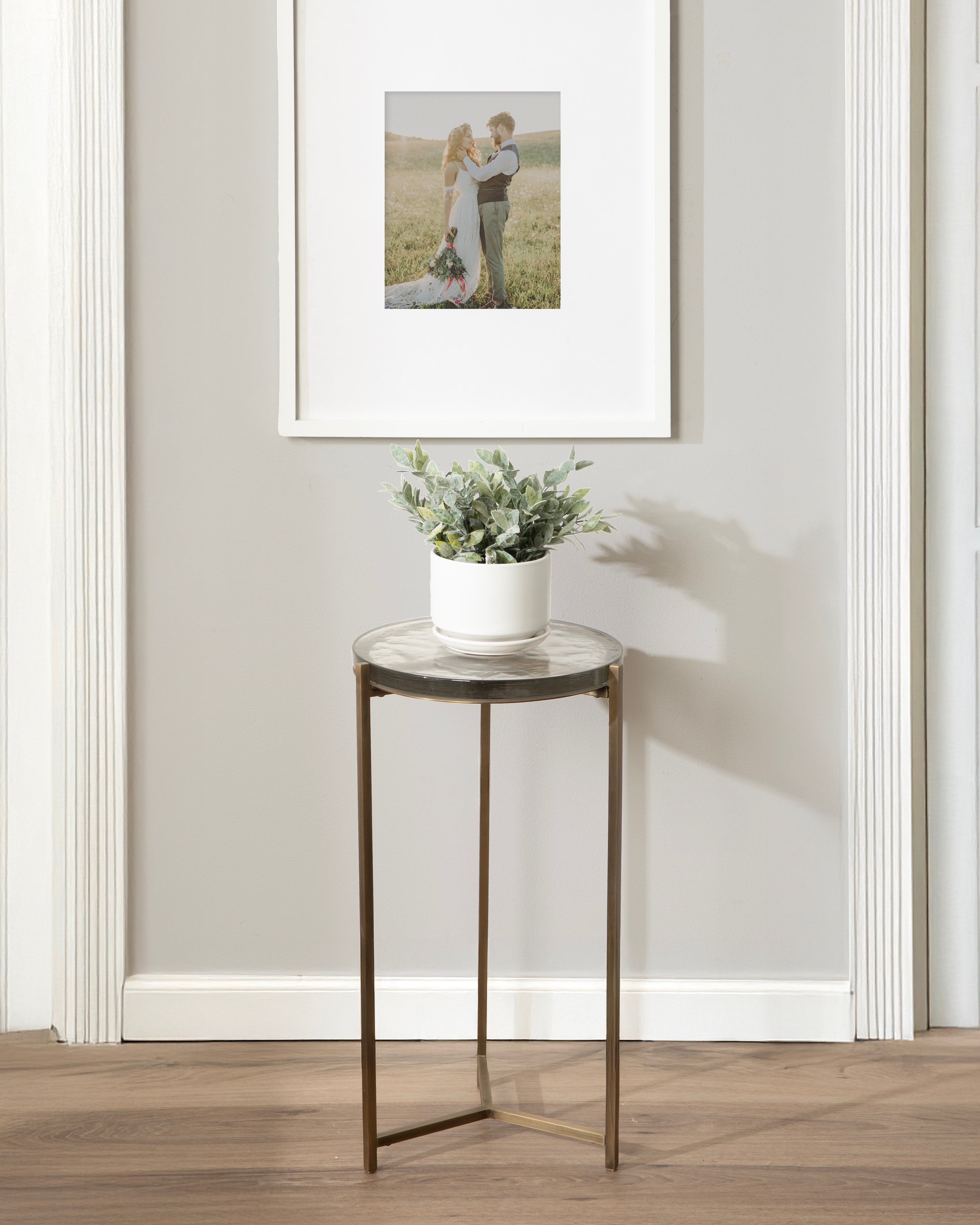 Side Table Clear Gold 13x13x24 7