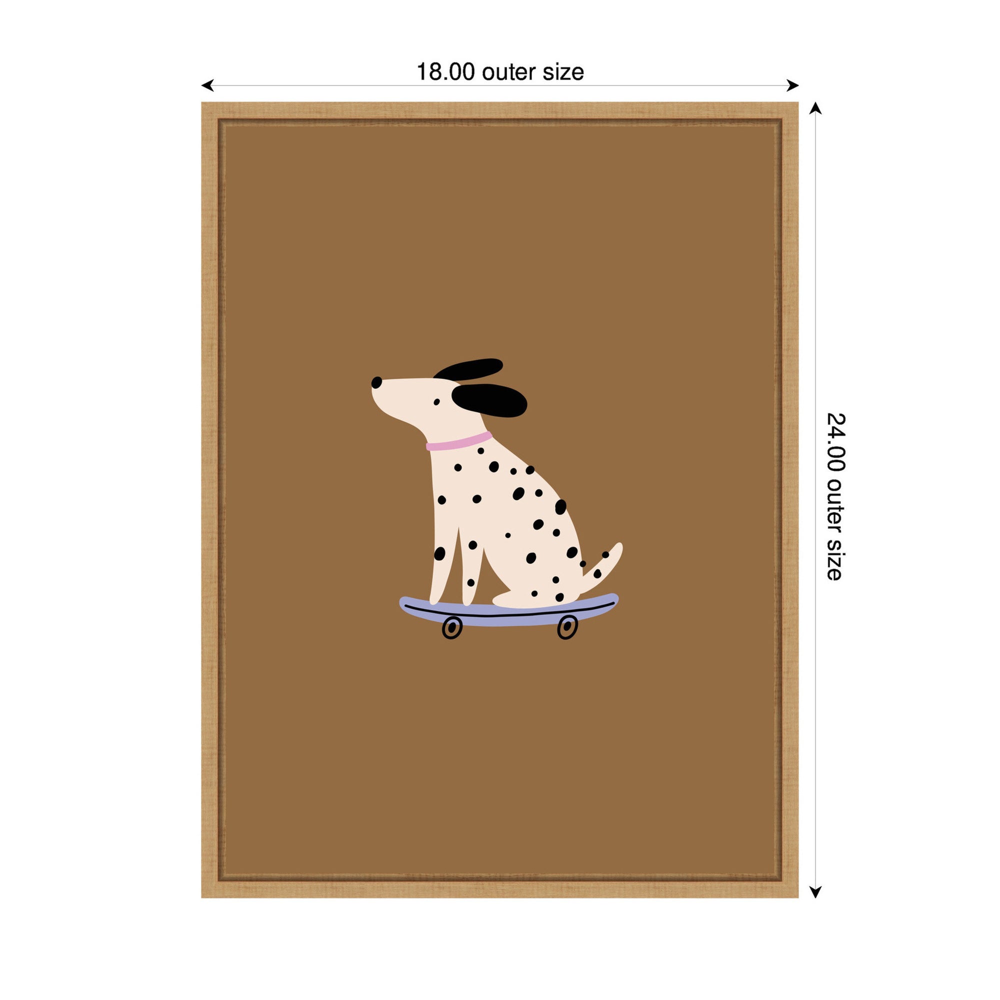 Dalmatian Dog on Skateboard by Laura Moss Framed Canvas Wall Art Print