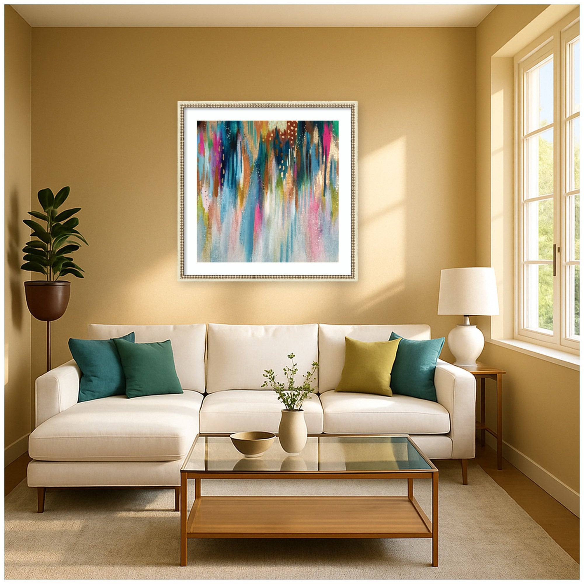 Framed Art 34x34 Castellan Distressed White 6