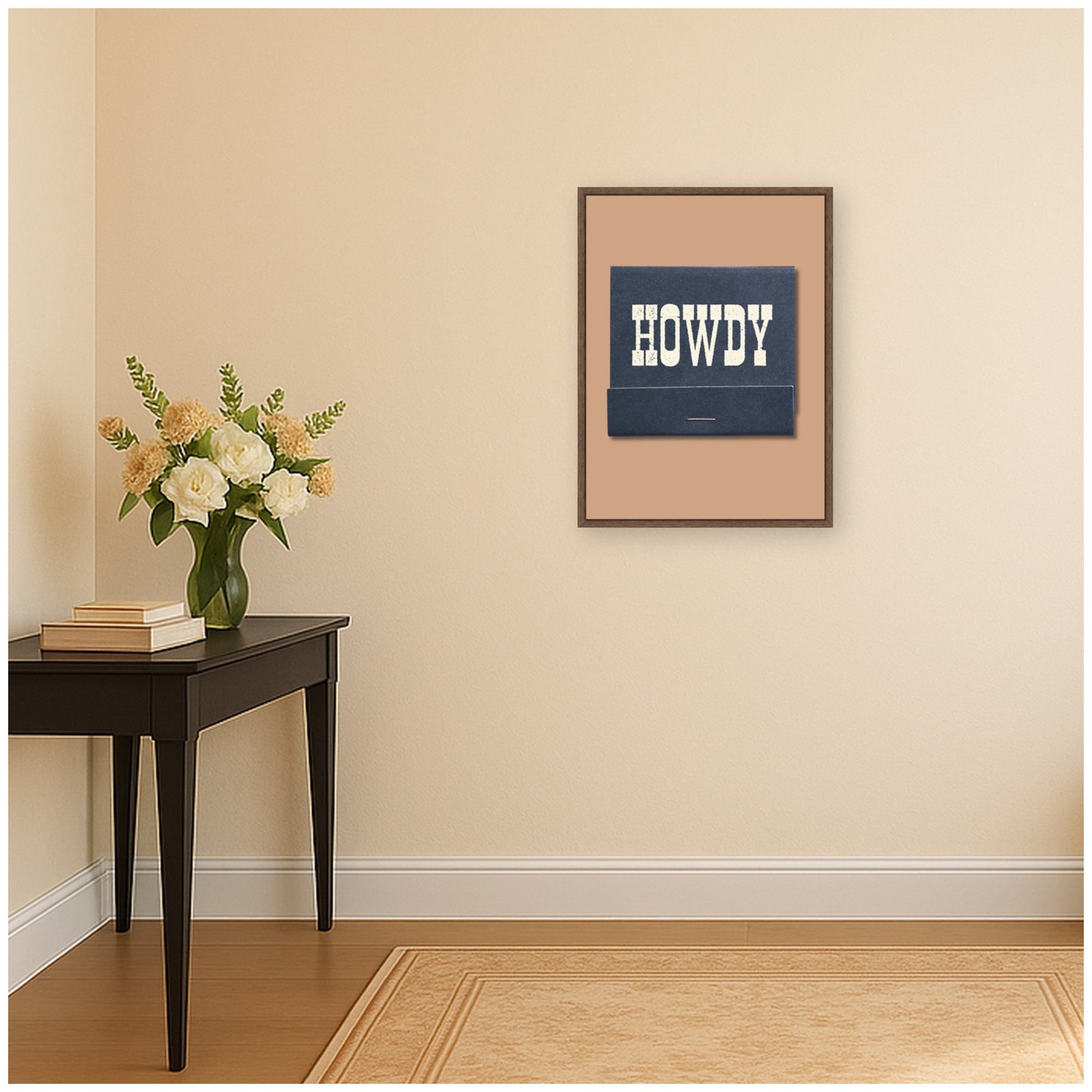Howdy Matchbook Blue by Megan Ryan Framed Canvas Wall Art Print