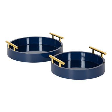 Tray Set Navy Blue Gold 2 Piece 1