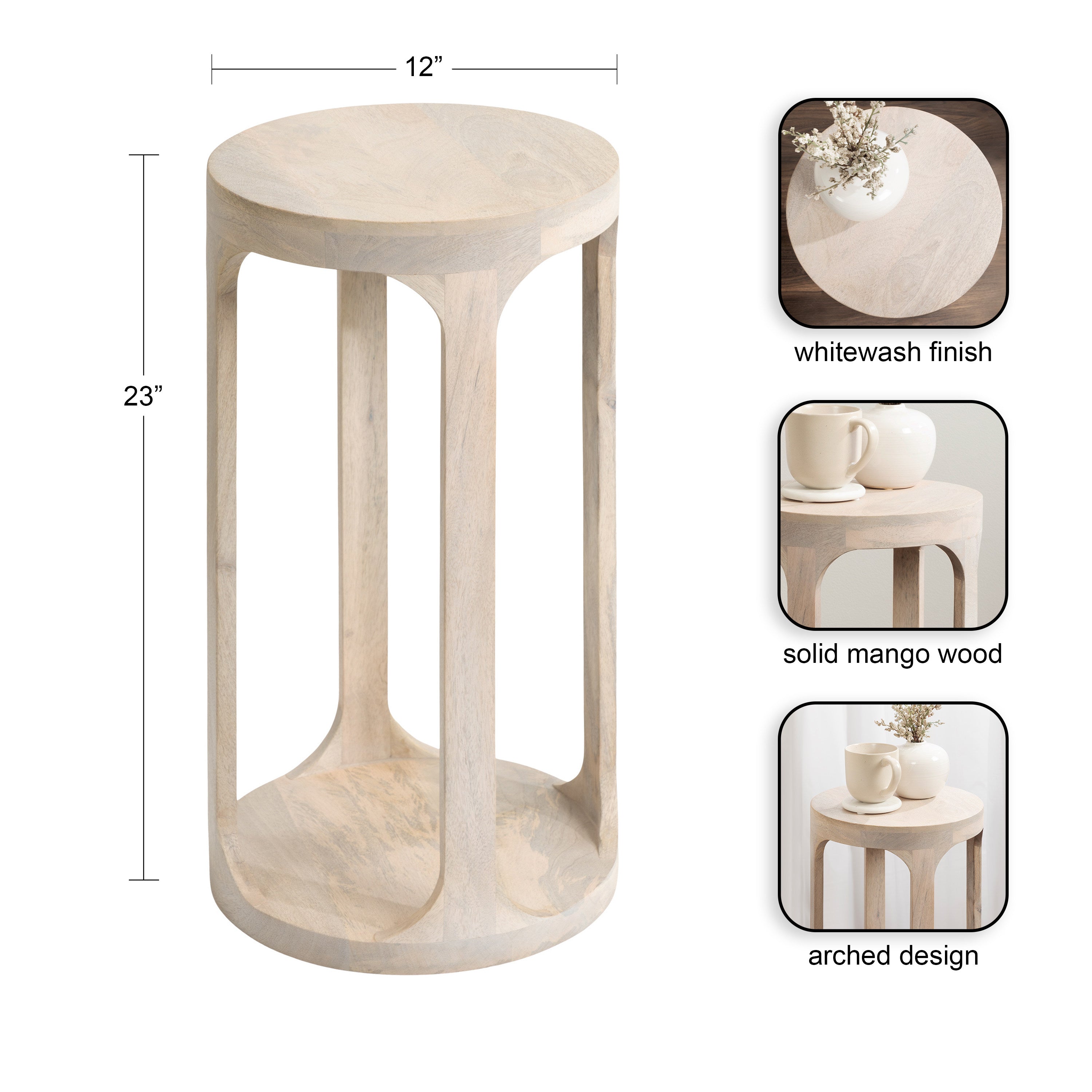 Drink Table Whitewash 12x12x23 2