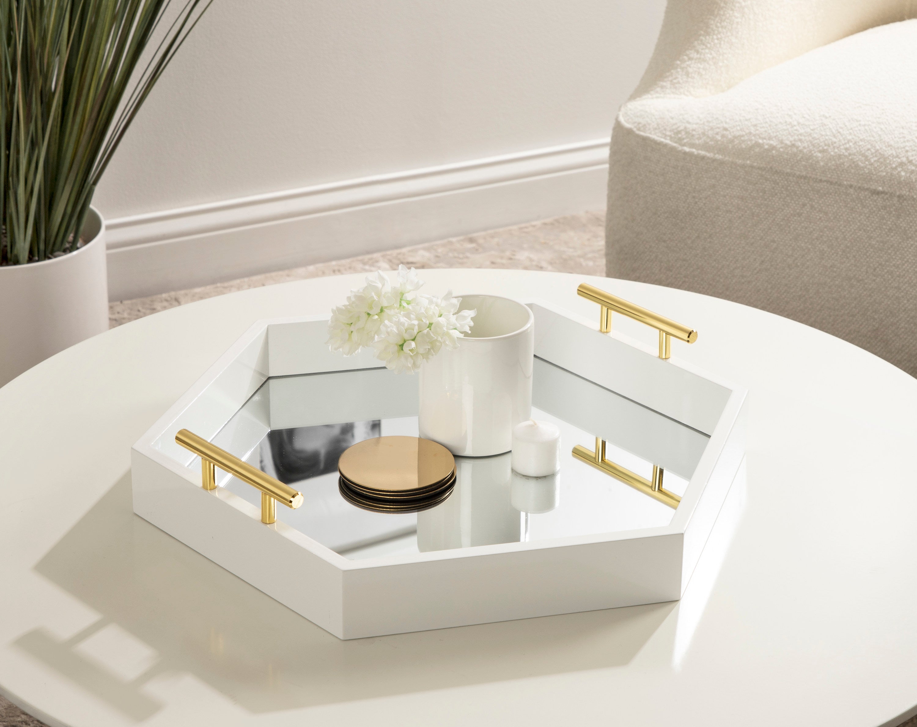 Single Tray White Mirror 18x18 6