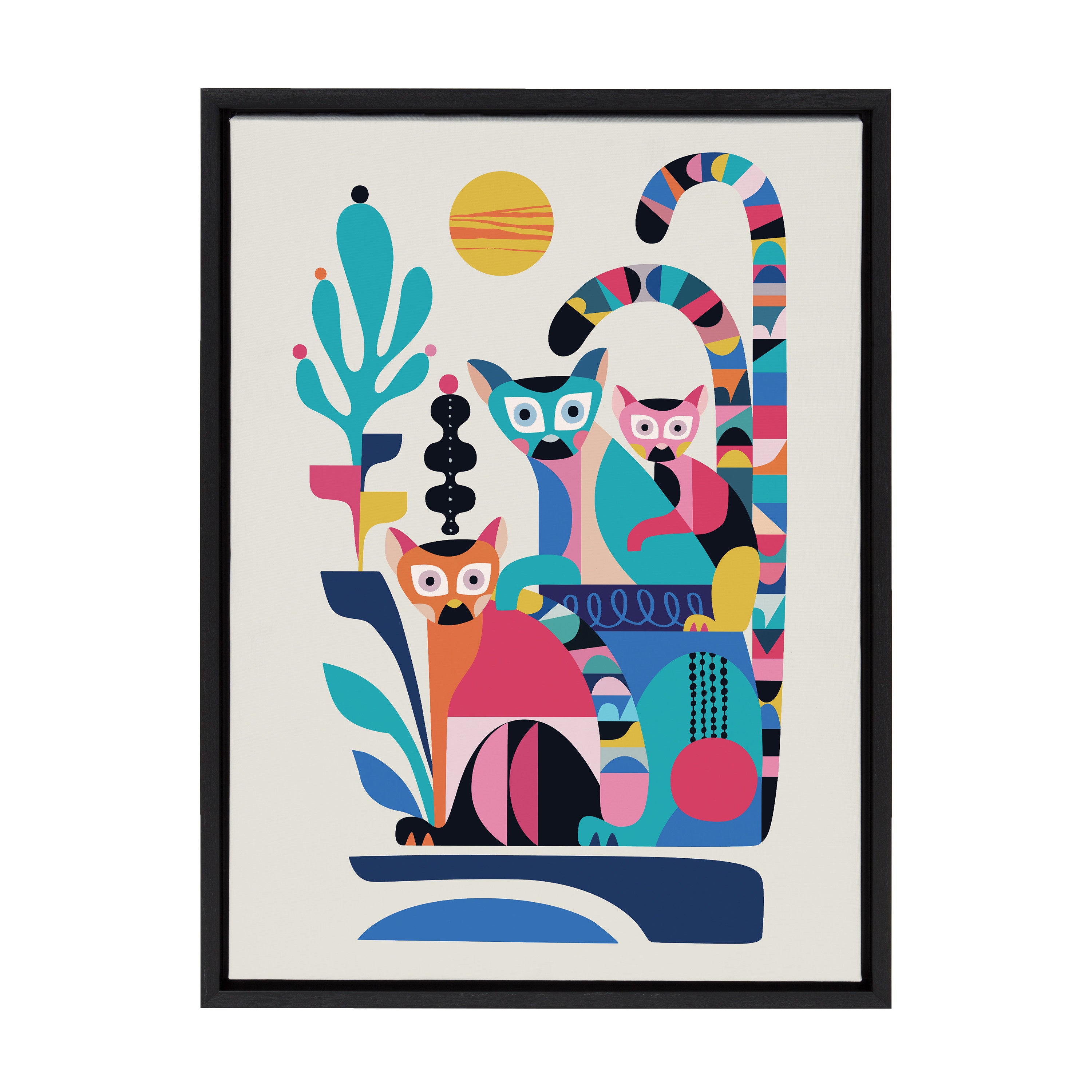 Sylvie Mid Century Modern Lemur Framed Canvas by Rachel Lee of My Dream Wall