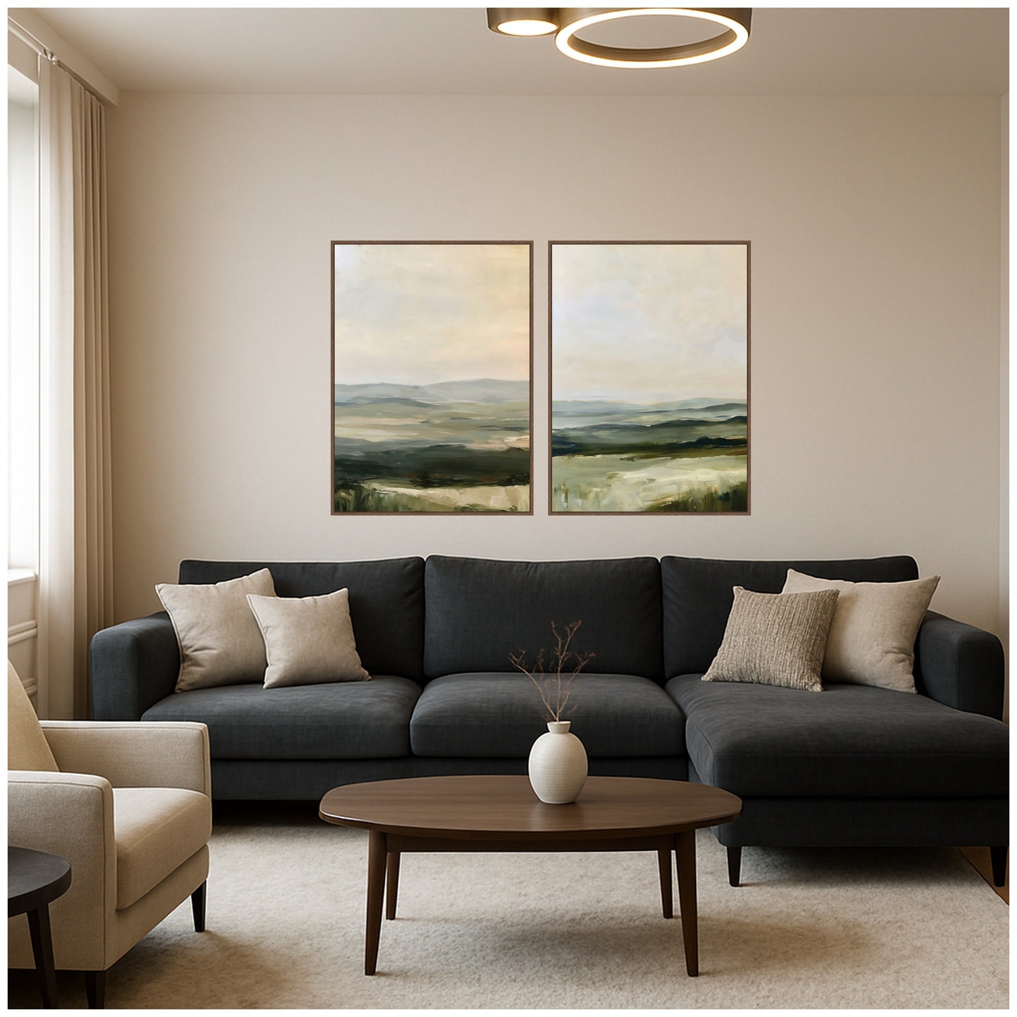 Framed Canvas Sylvie Walnut 2 Piece Set 28x38 6
