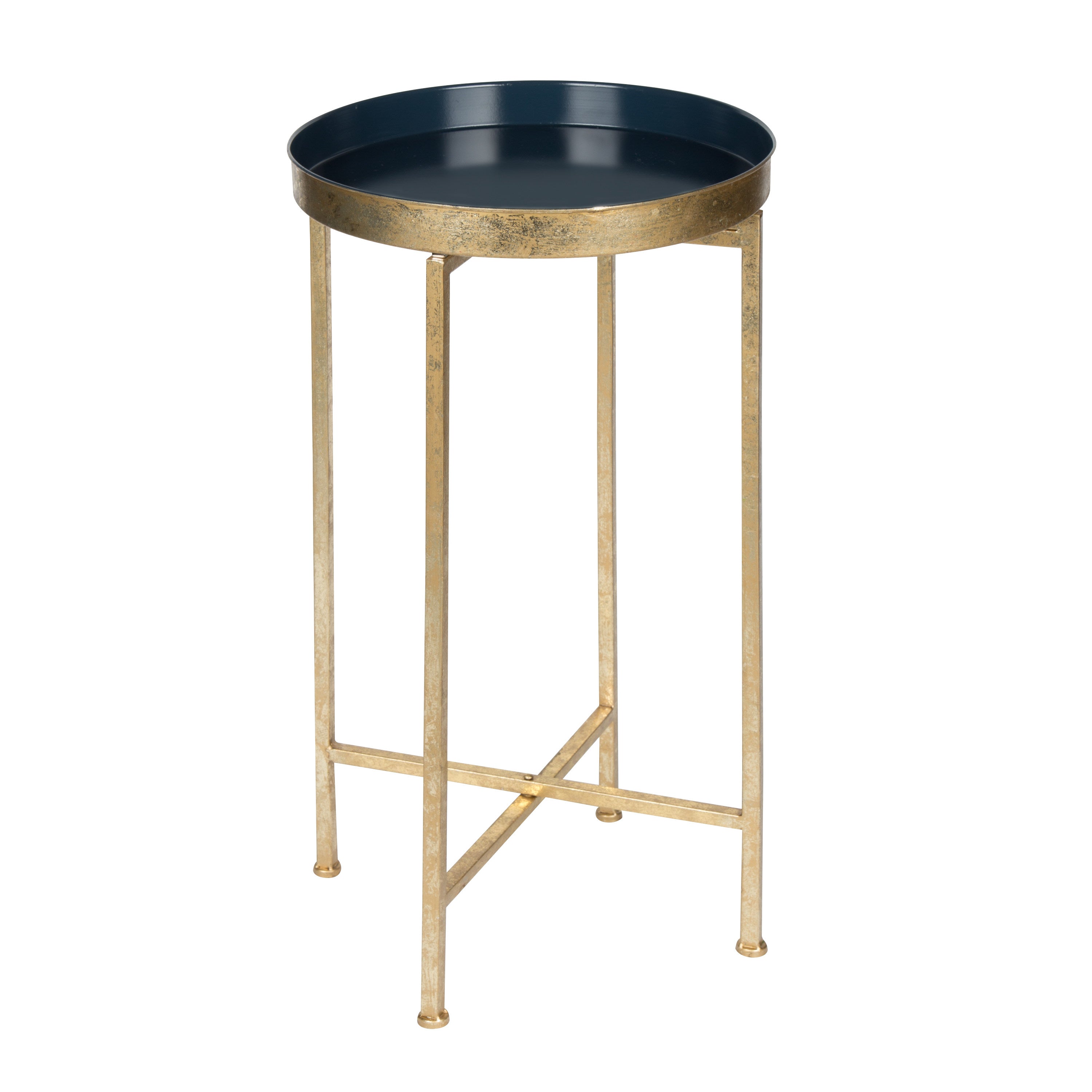 Tea Table Gold Navy Blue 14x14x26 1