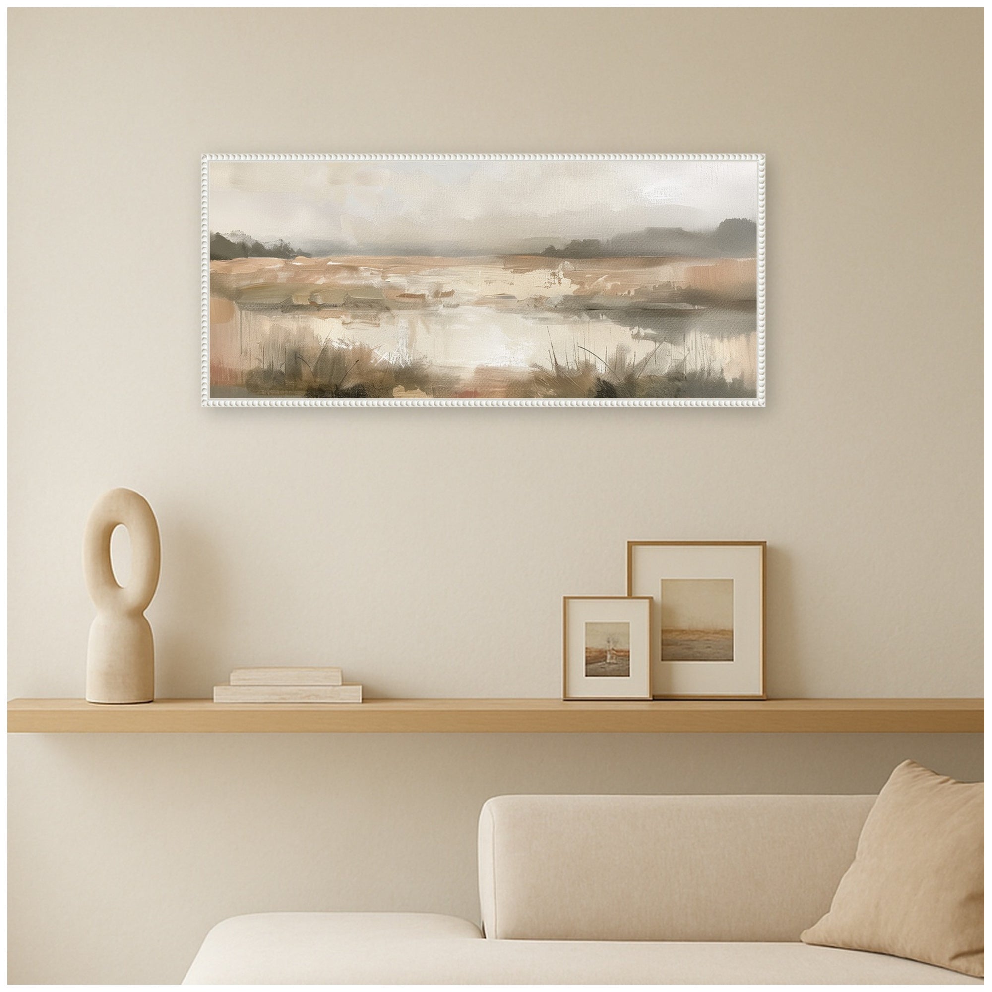 Framed Canvas 40x18 Sylvie Beaded White 7