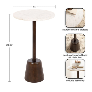 Side Table White Dark Brown 14x14x24 2