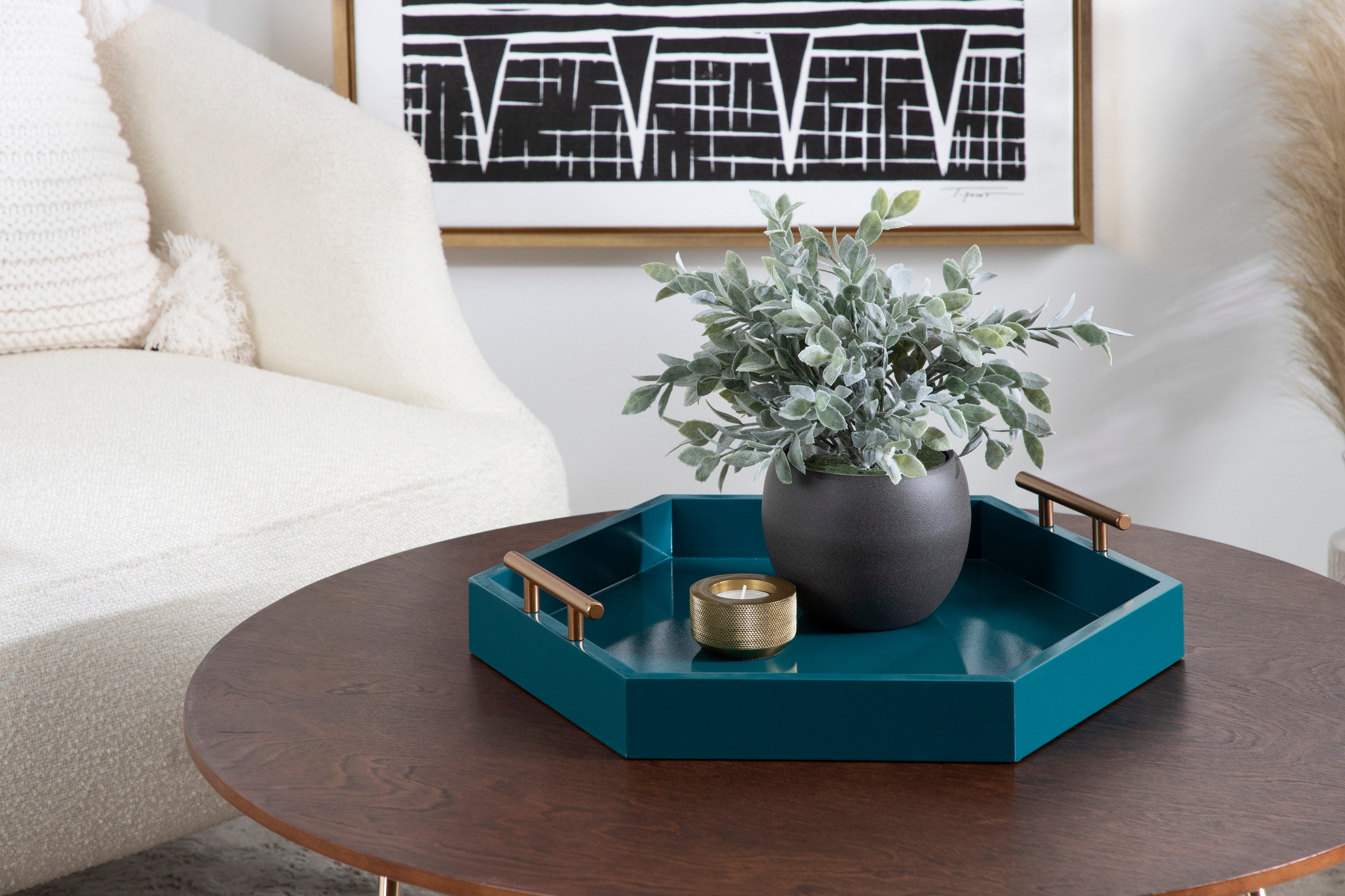Single Tray Teal Gold 18x18 6