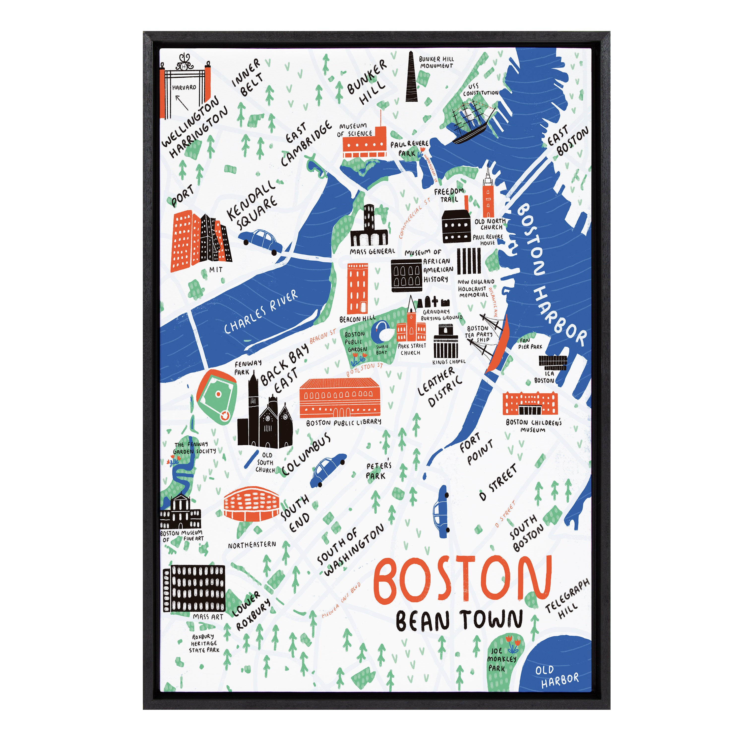 Sylvie Boston Illustration Framed Canvas by Stacie Bloomfield