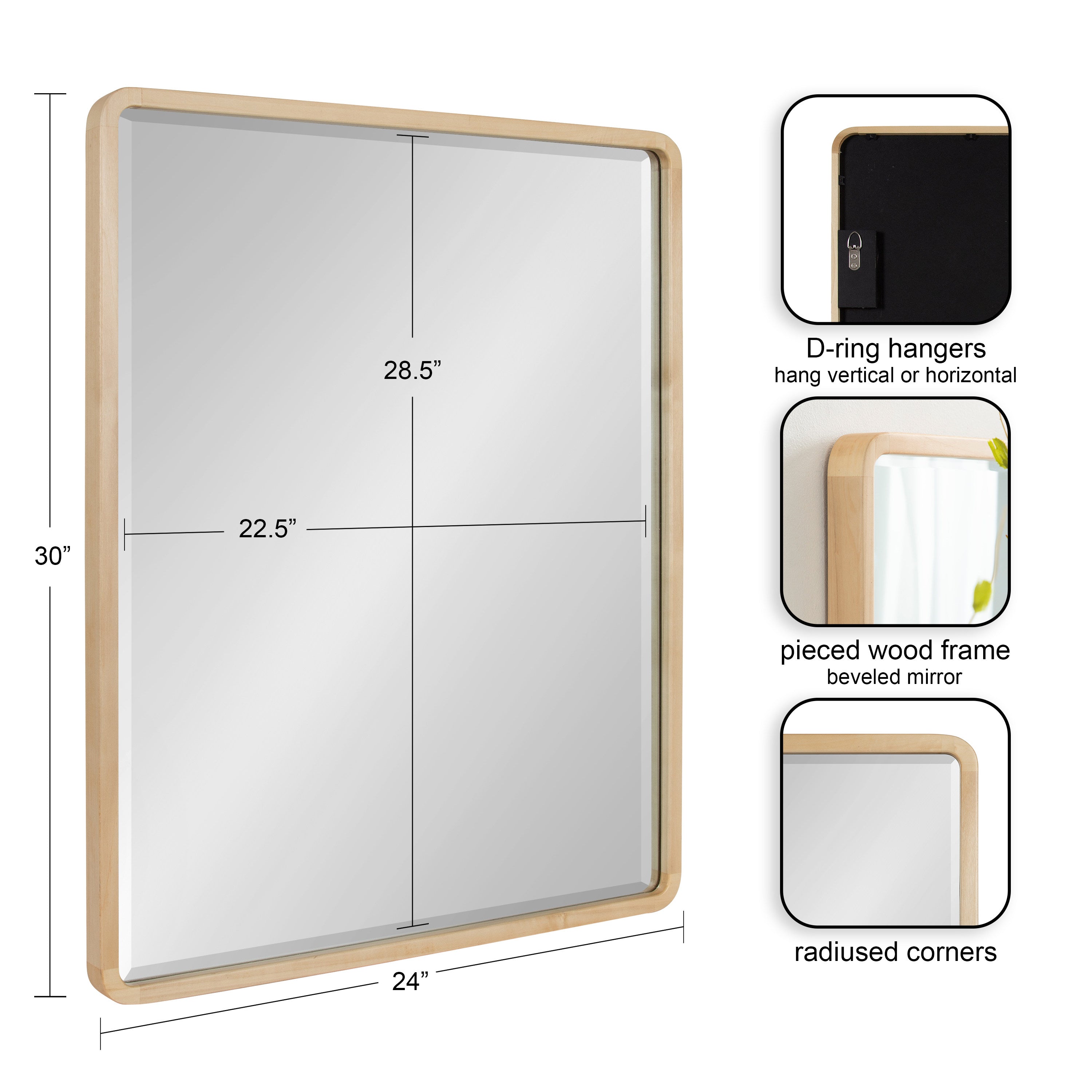 McLean Wood Radius Rectangle Wall Mirror