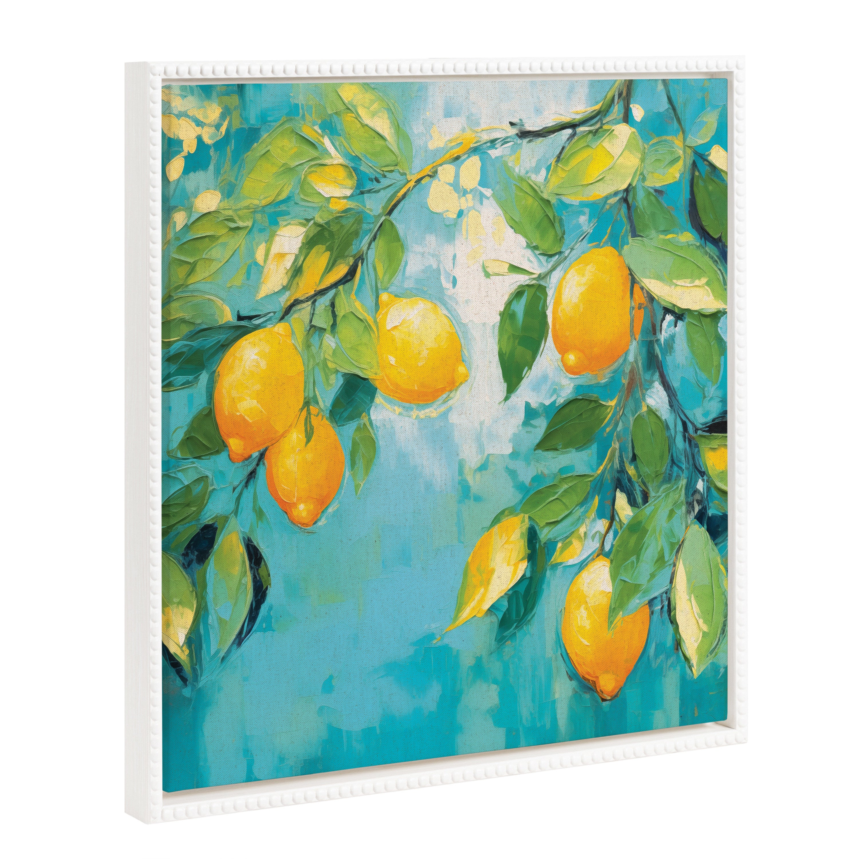 Framed Canvas 22x22 Sylvie Beaded White 1