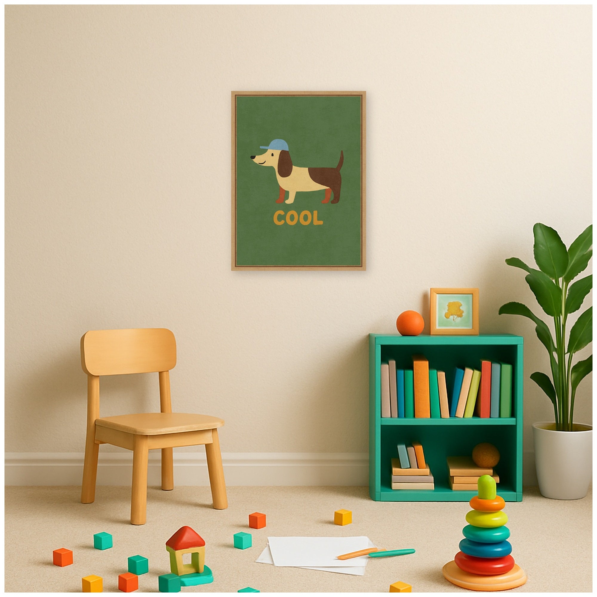 Cool Dog by Laura Moss Framed Canvas Wall Art Print