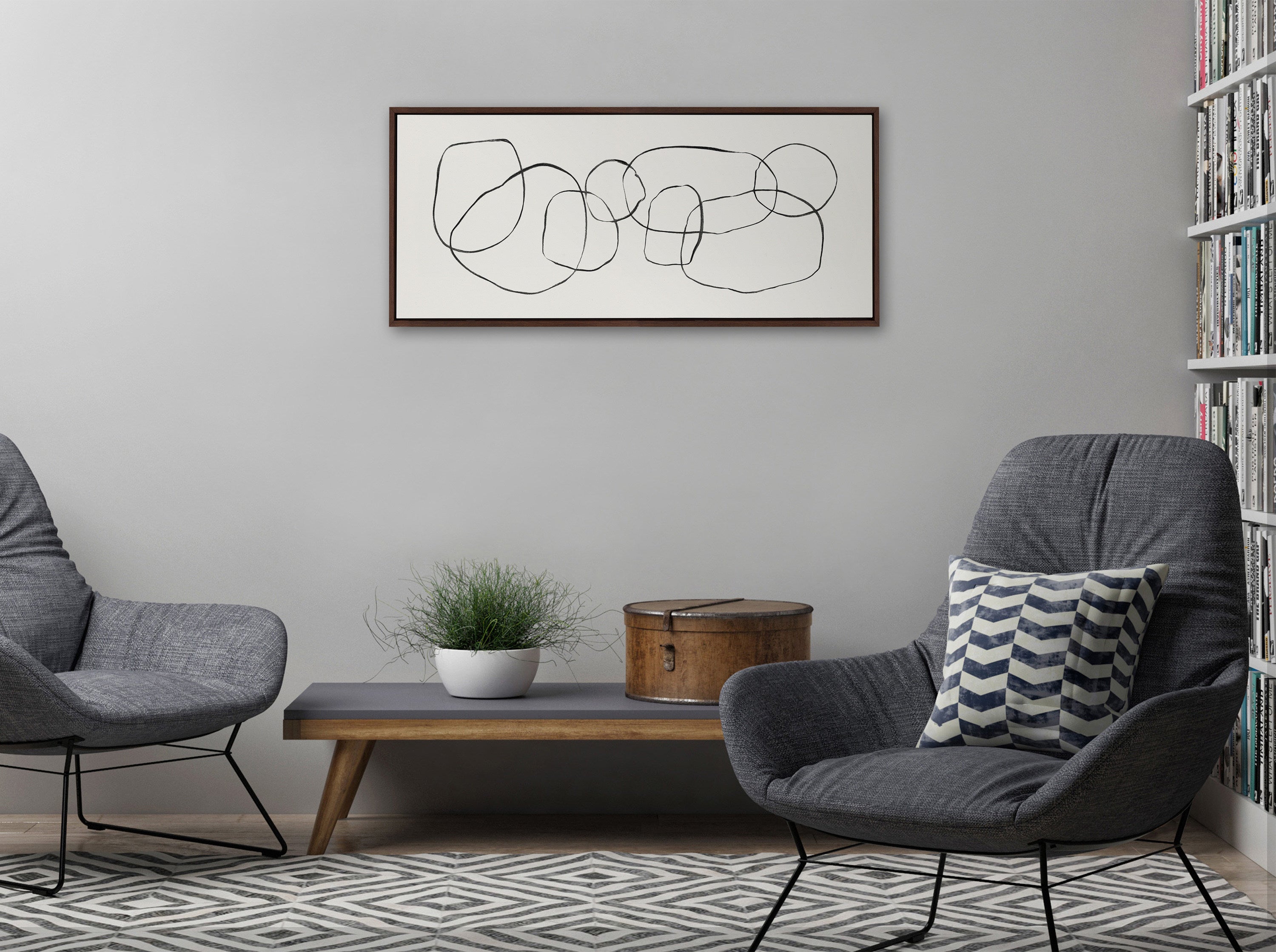 Sylvie Dancing Circles Framed Canvas by Teju Reval of SnazzyHues