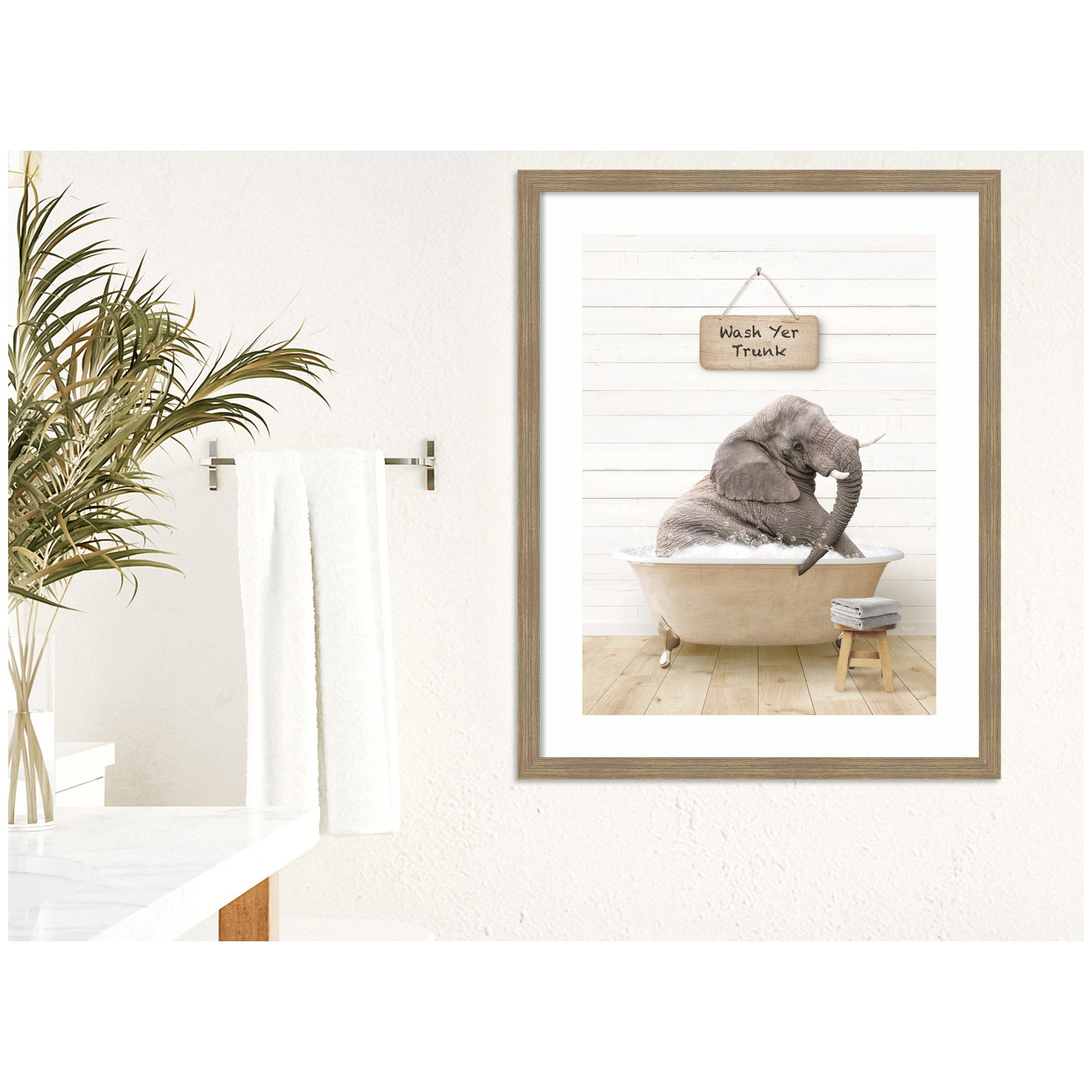 Framed Art Woodgrain Stripe Mocha 27x34 7