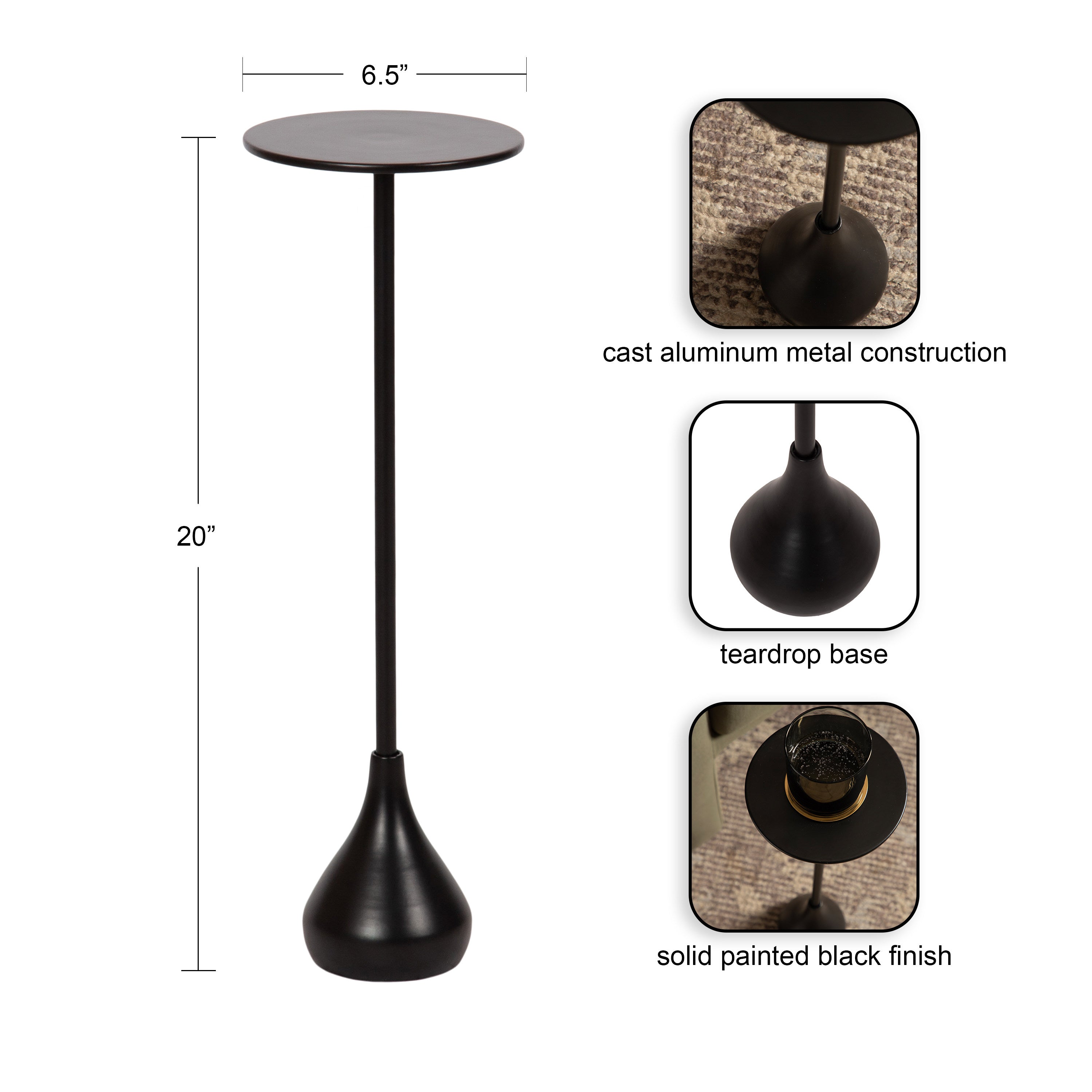 Drink Table Black 7x7x20 2