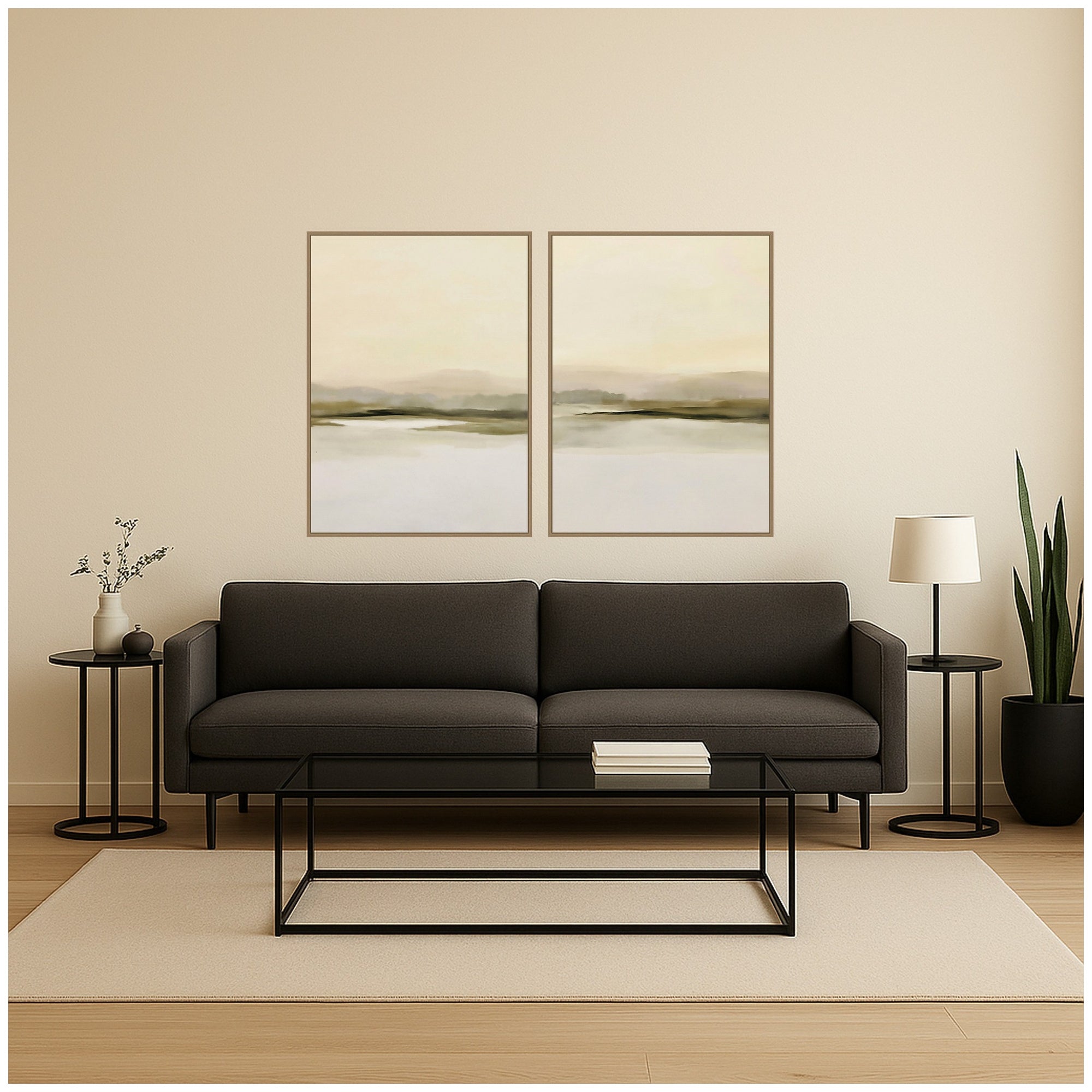 Framed Canvas Sylvie Dark Gold 2 Piece Set 28x38 6