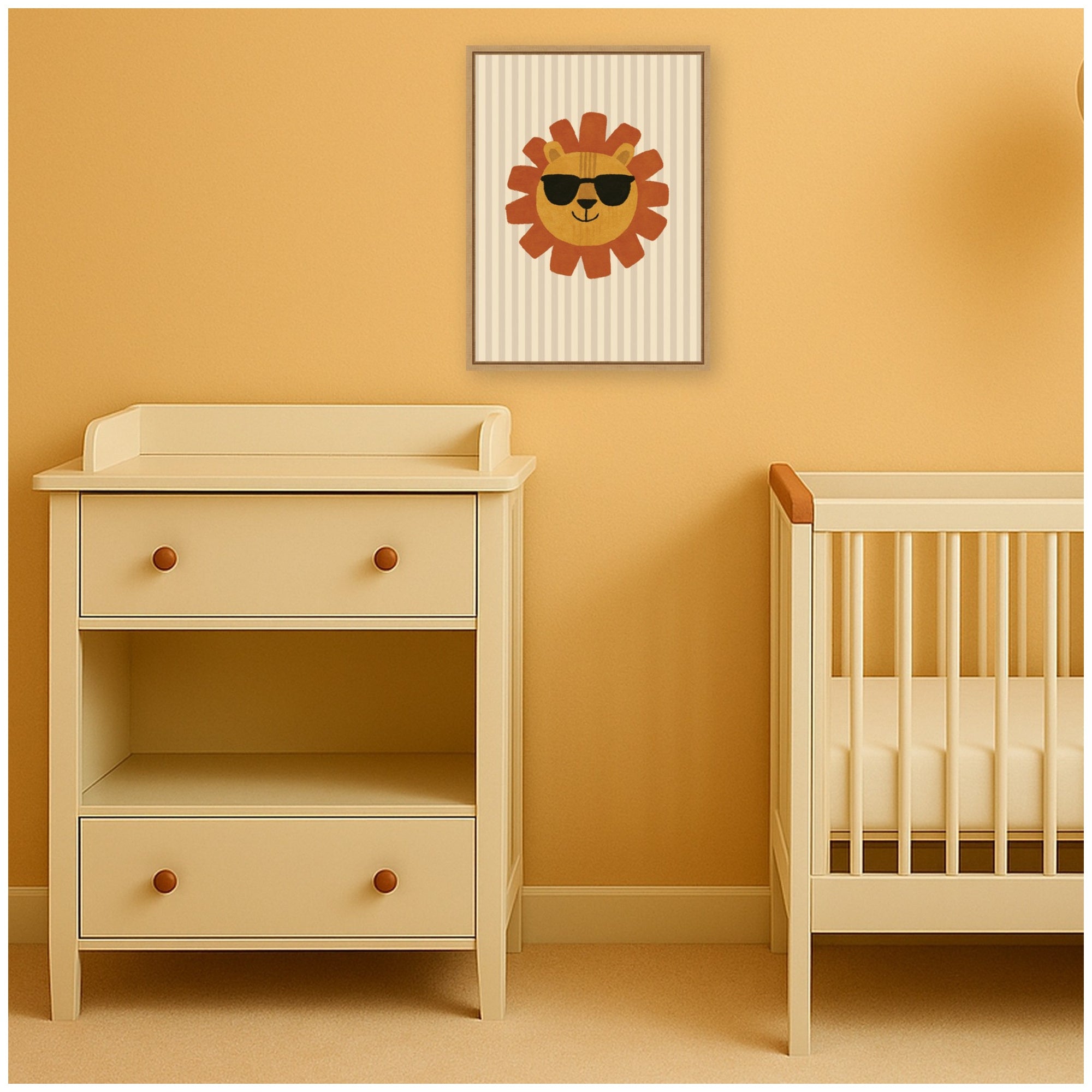 Cool Lion Rolled Poster Sunglasses by Laura Moss Framed Canvas Wall Art Print
