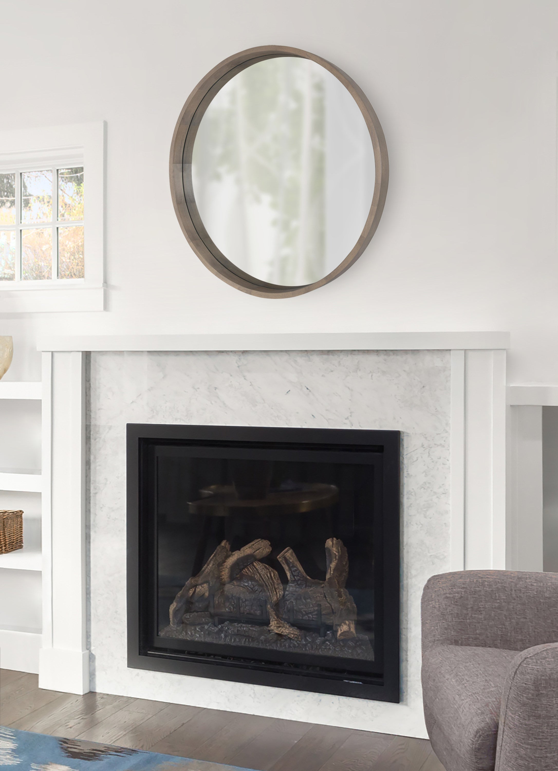 Round Mirror Gray 30" Diameter 6
